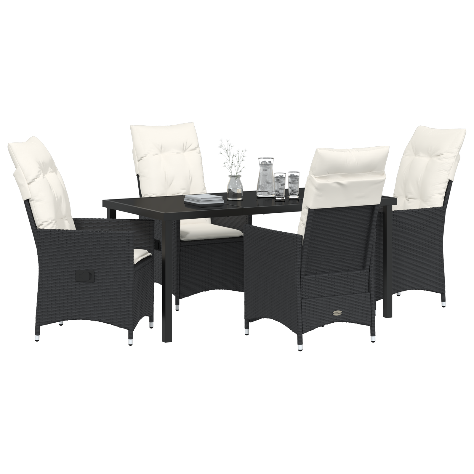 vidaXL 5-delige tuinset met kussens - zwart poly rattan