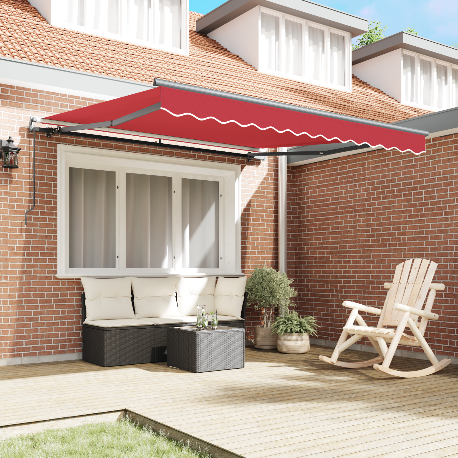 vidaXL Handmatige Opklapbare Markies Rood 350 x 250 cm