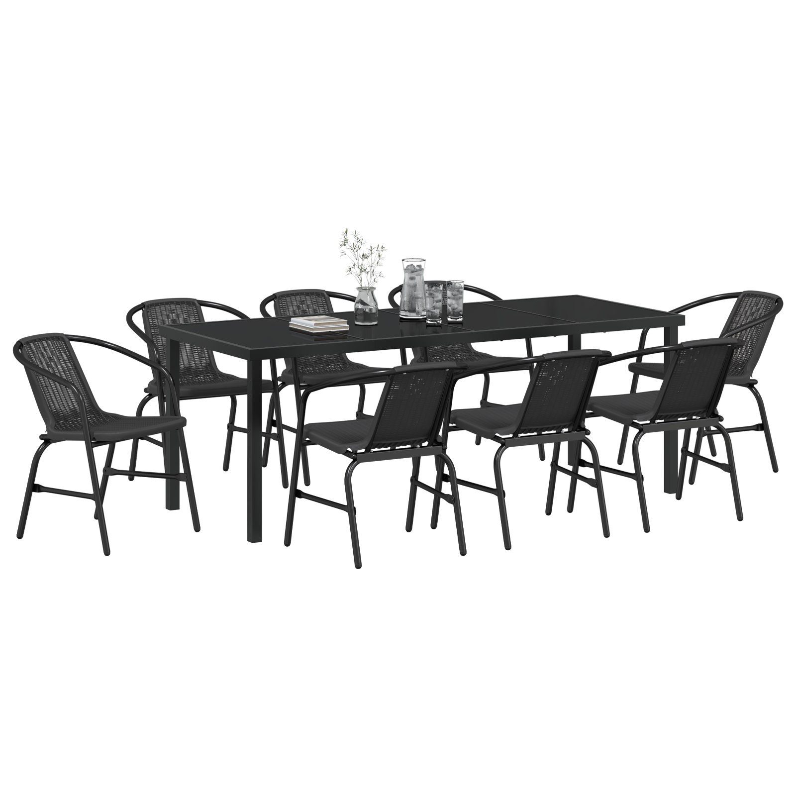 vidaXL 9-delige tuinset zwart poly rattan