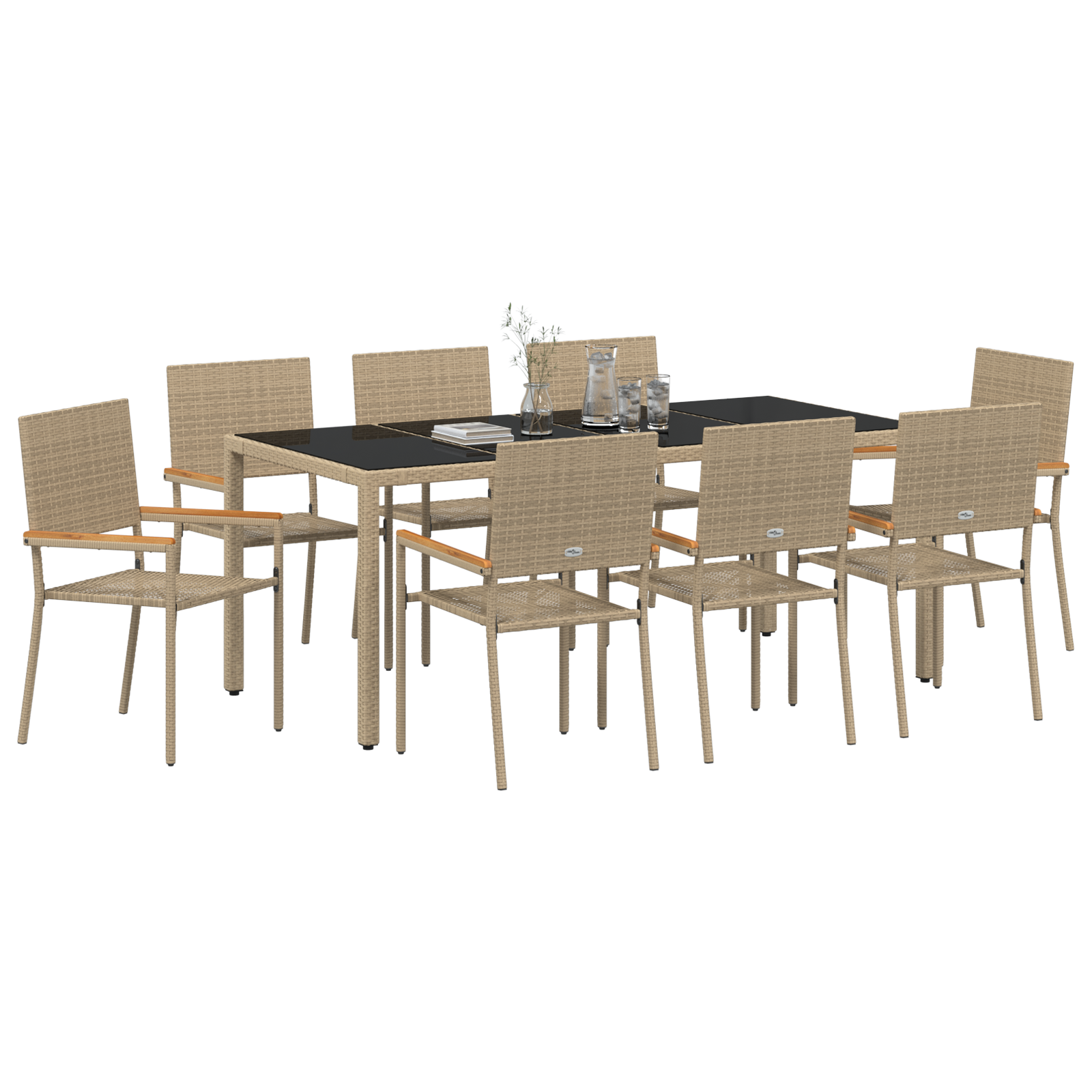 vidaXL 9-delige Tuinset poly rattan beige
