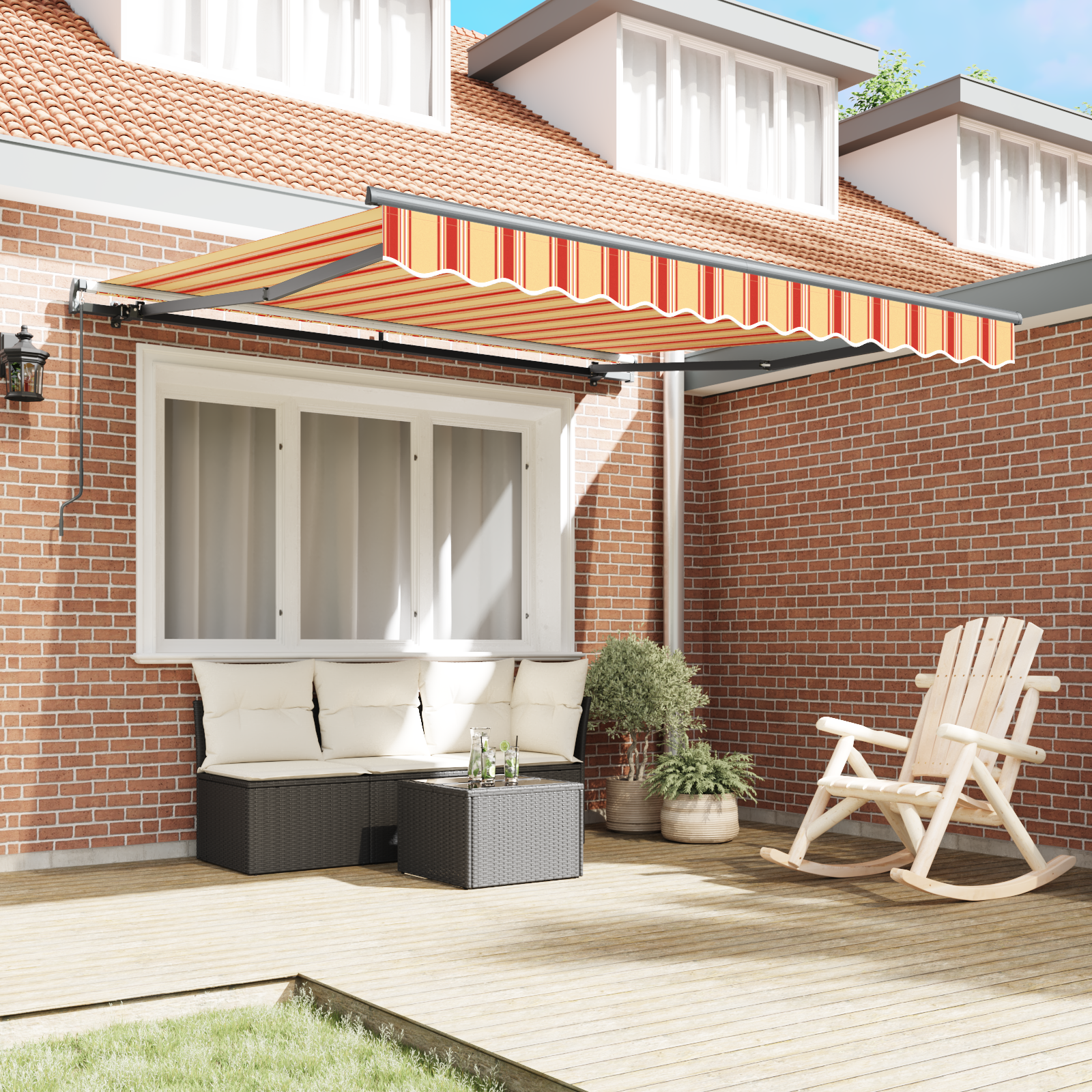 vidaXL Handmatige Uittrekbare Luifel Geel en Oranje 350 x 250 cm