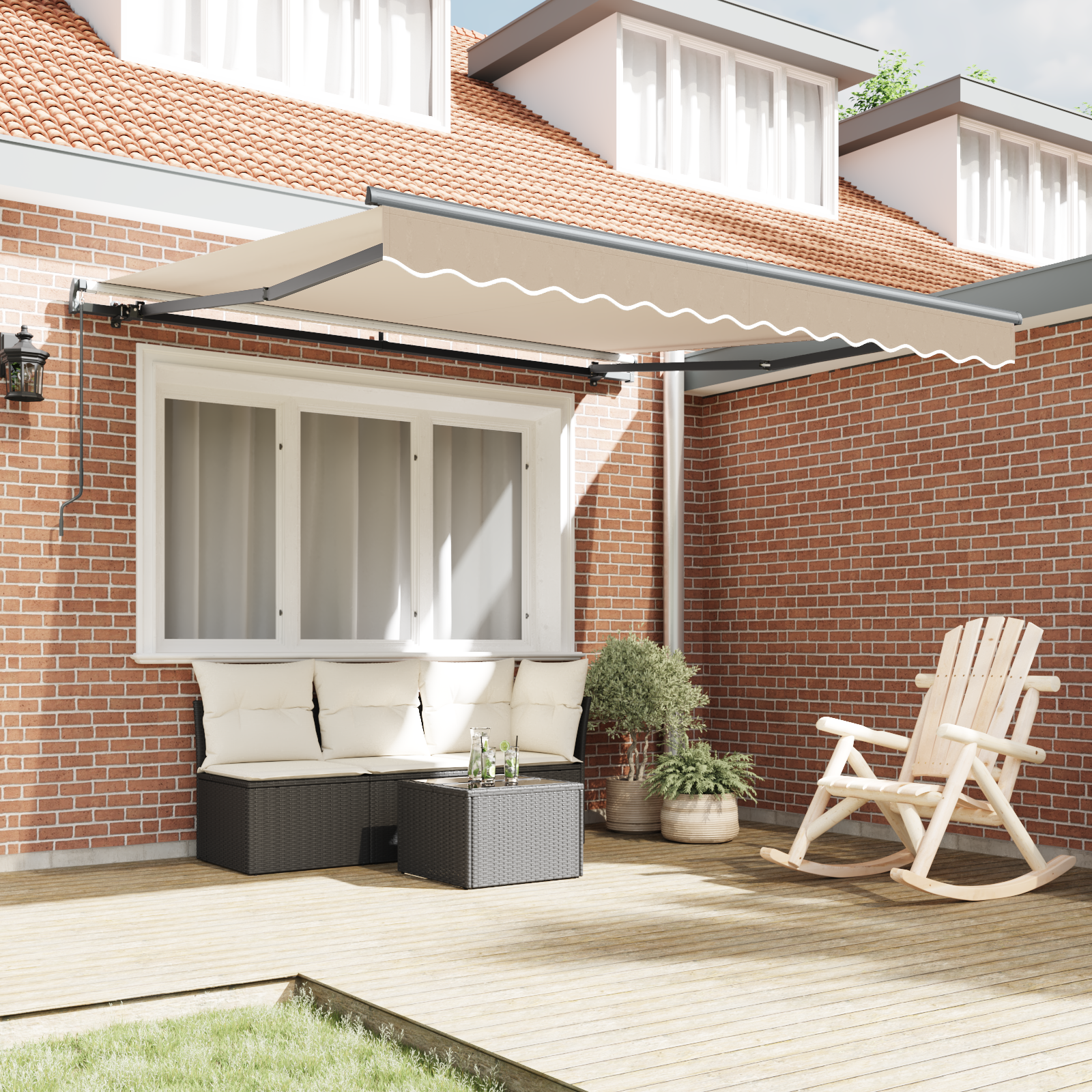 vidaXL Handmatig Uittrekbaar Zonnescherm Beige 350 x 250 cm