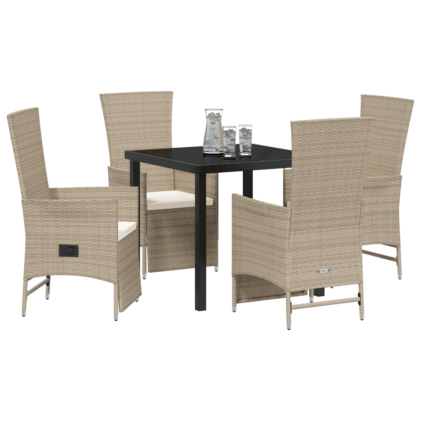 vidaXL 5-delige tuinset met kussens in beige poly rattan
