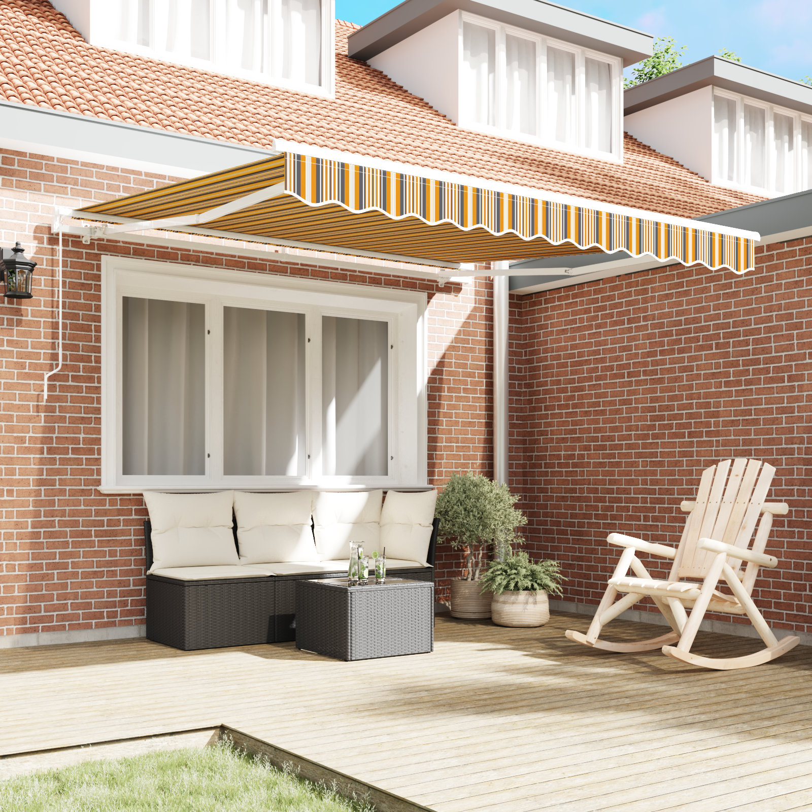 vidaXL Handmatige Uittrekbare Zonwering met Multikleur Strepen 350x250 cm