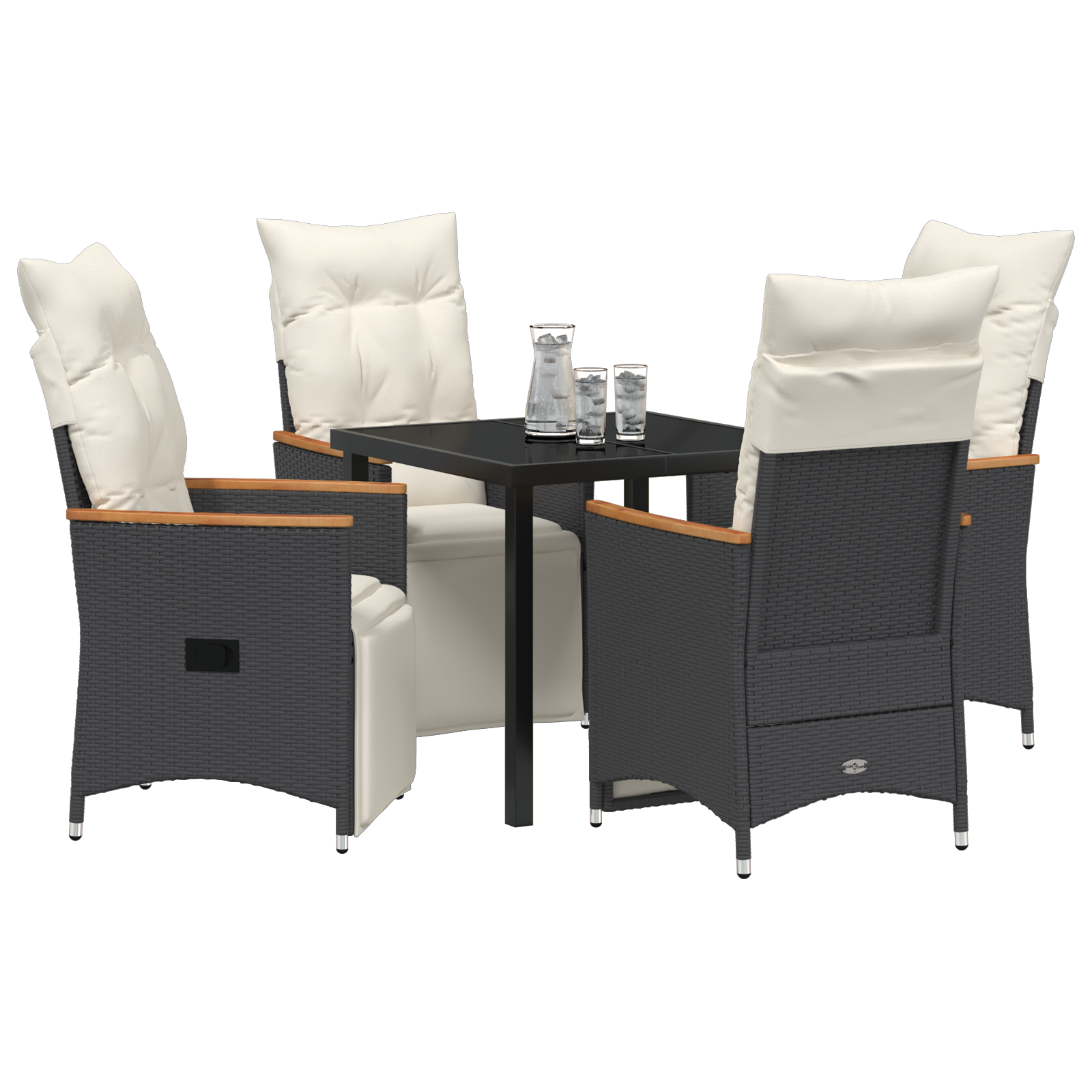 vidaXL 5-delige tuinset met kussens - zwart poly rattan