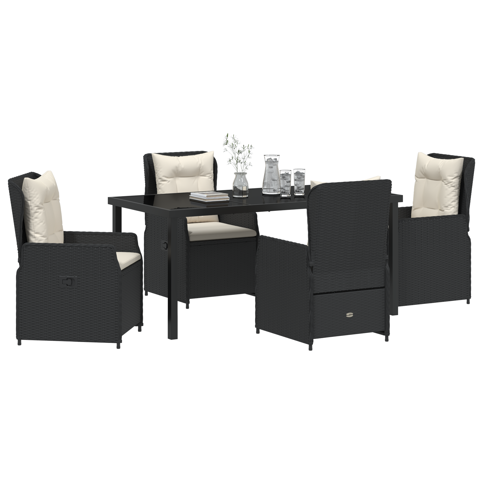 vidaXL 5-delige Tuinstel Zwart Poly Rattan