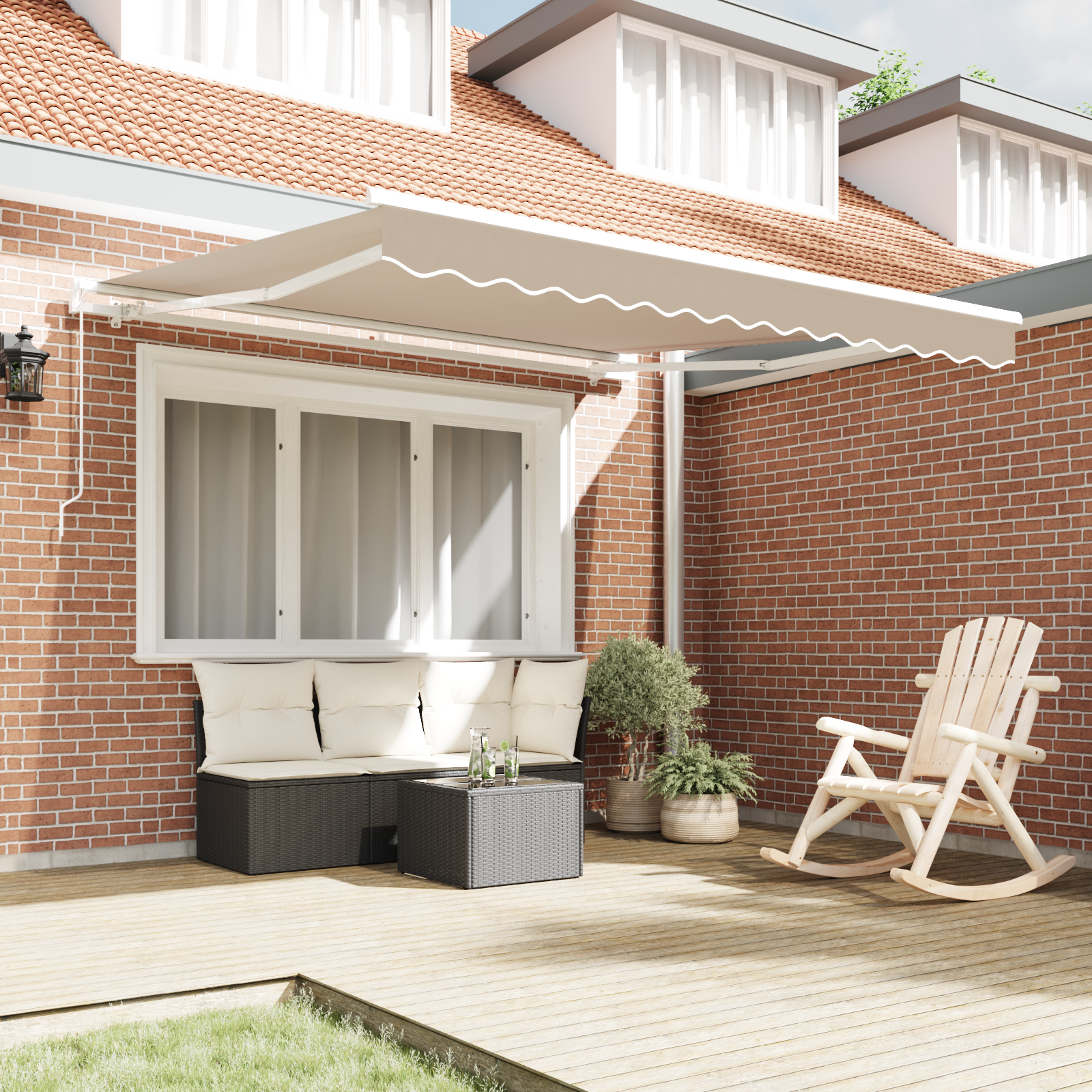 vidaXL Handmatig Uittrekbaar Ligbed Beige 350x250 cm