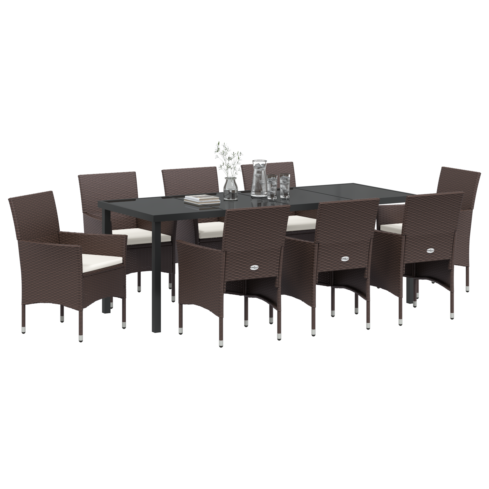 vidaXL 9-delige tuinset Bruin Poly Rattan