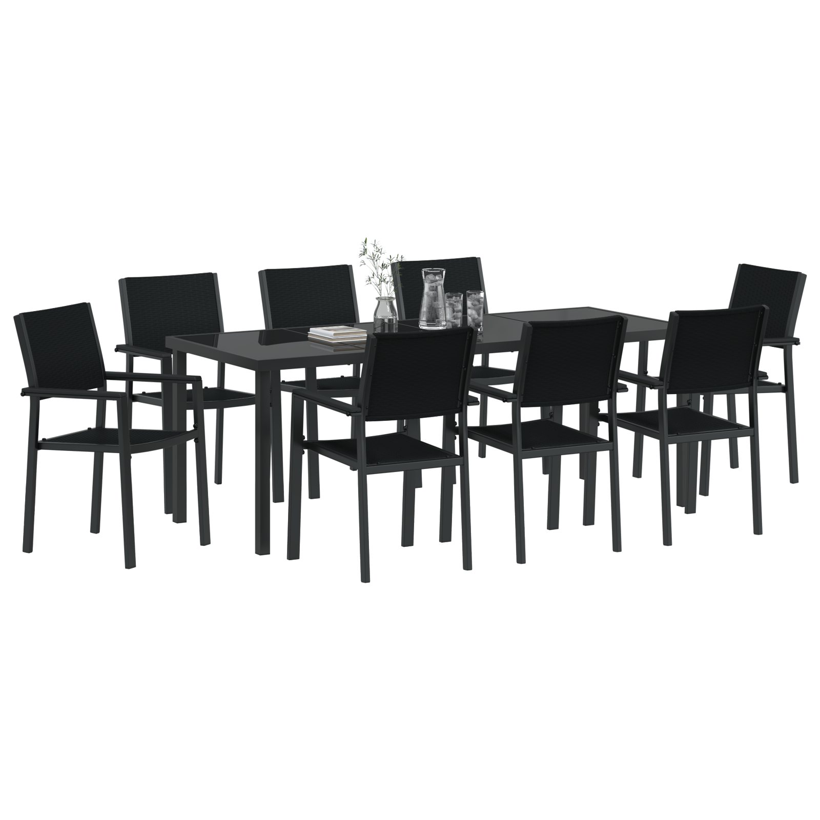 vidaXL 9-delige Tuinset Zwart Poly Rattan