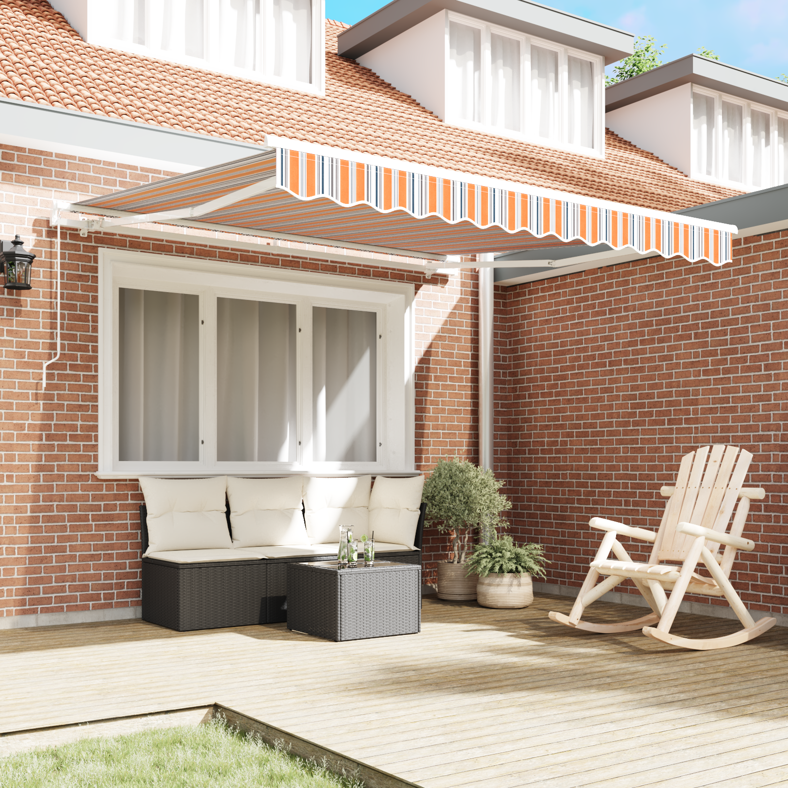 vidaXL Handmatig Uittrekbaar Ligbed met Multikleur Strepen 350x250 cm