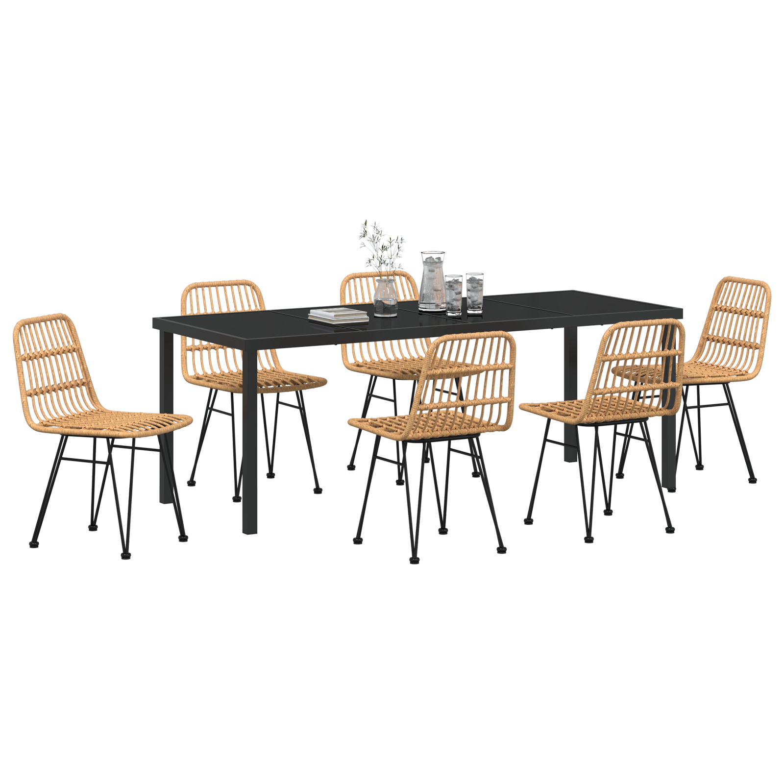 vidaXL 7-delige tuin eetset Bruin Poly Rattan