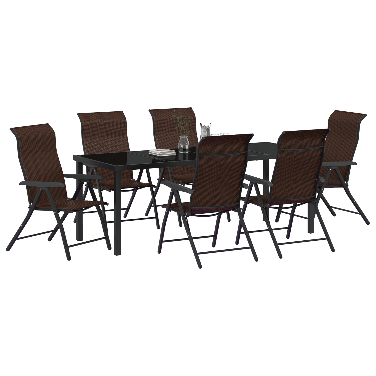 vidaXL 7-delige tuinset Bruin Poly Rattan
