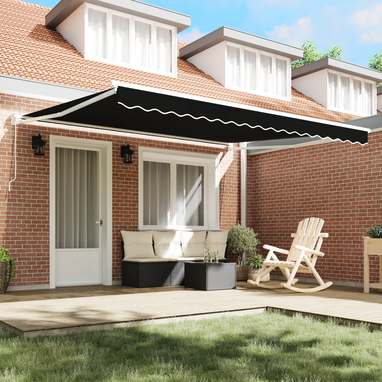 vidaXL Luifel handmatig uitschuifbaar 400x300 cm zwart