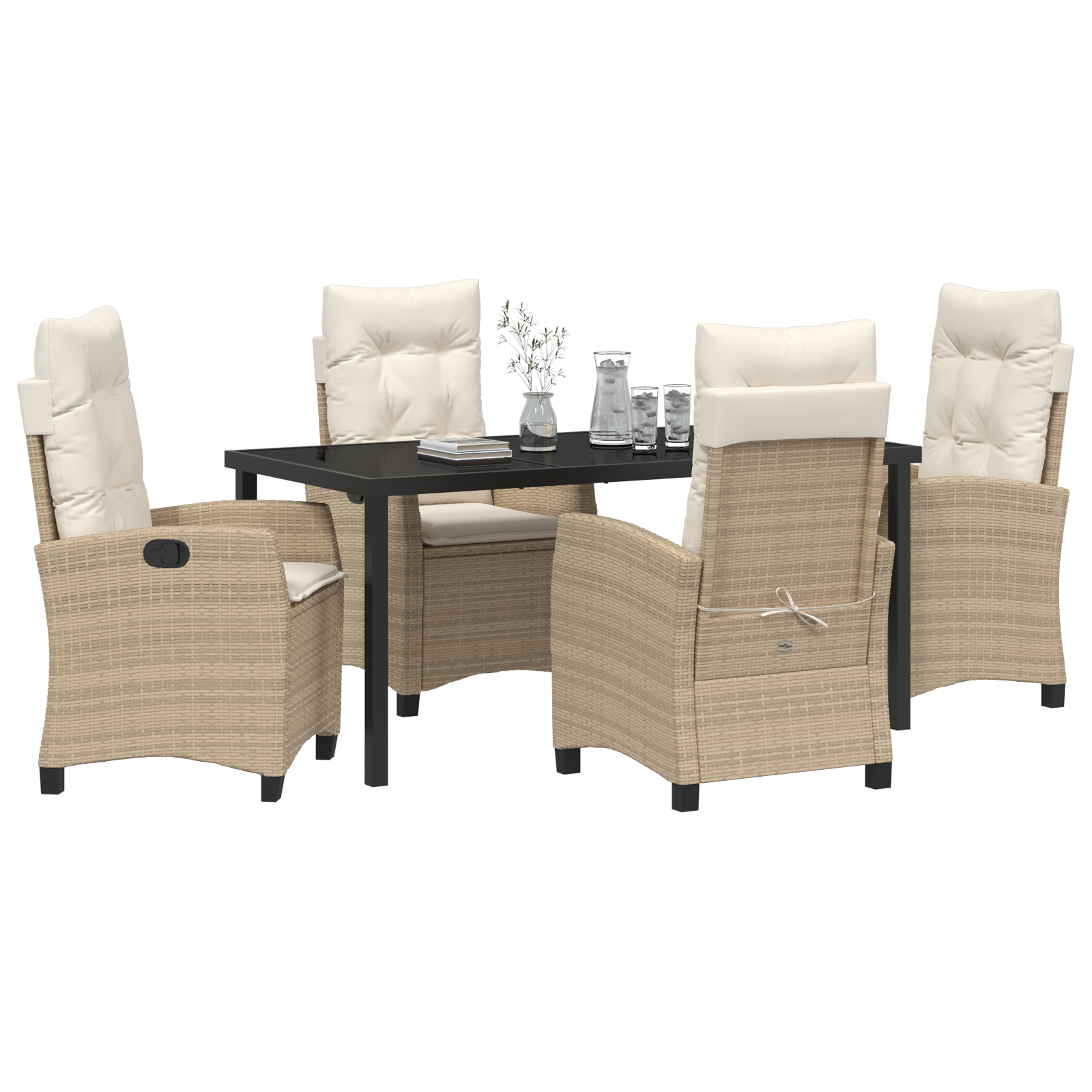 vidaXL 5-delige Tuinset Met Kussens - Beige Poly Rattan
