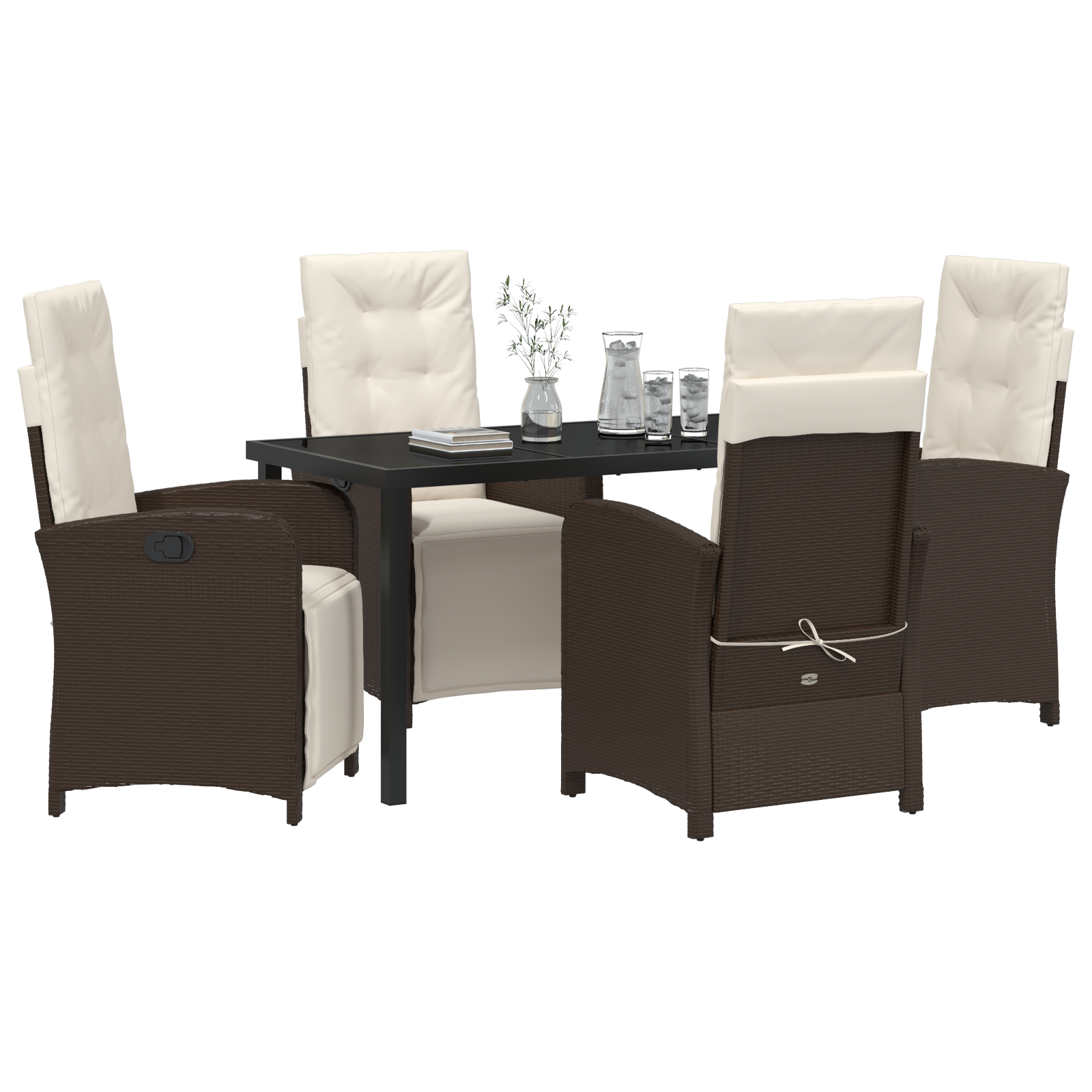 vidaXL 5-delige tuinset met kussens - bruin poly rattan