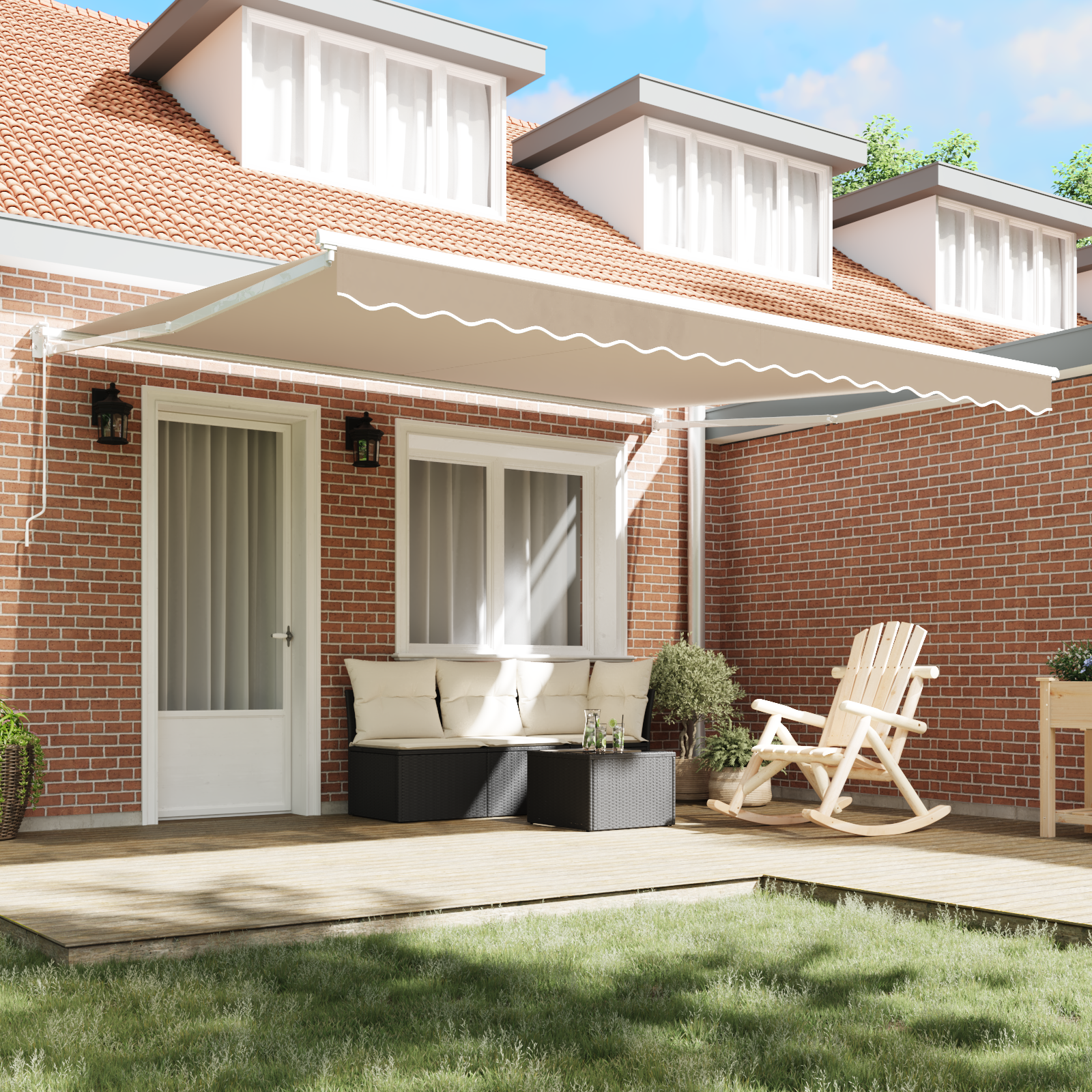 vidaXL Luifel handmatig uitschuifbaar 400x300 cm beige
