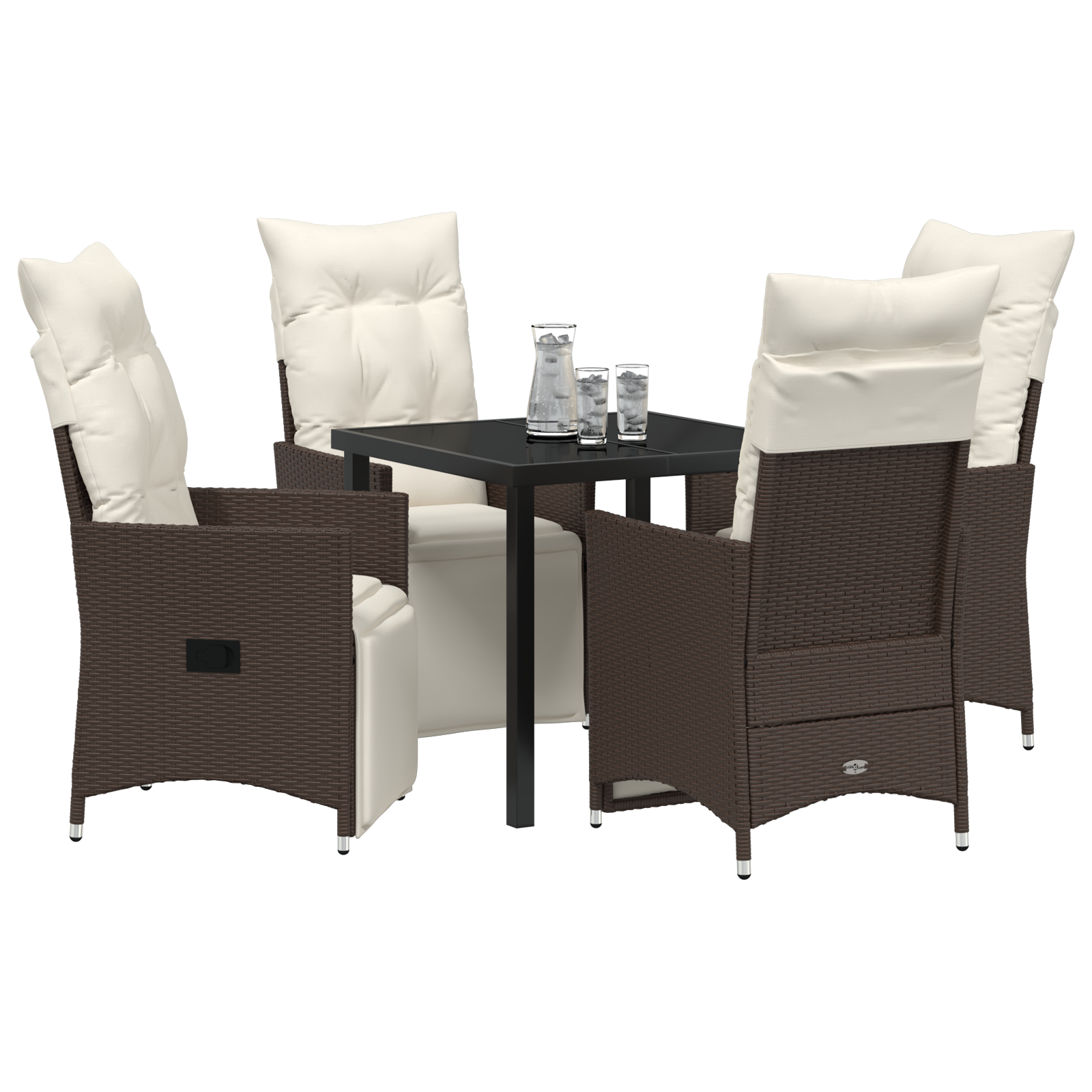 vidaXL 5-delige Tuin Eetset met Kussens Bruin Poly Rattan