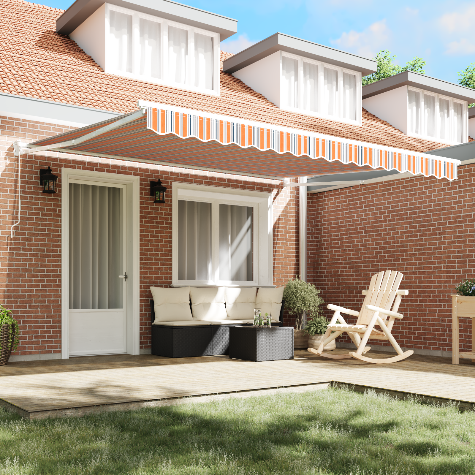 vidaXL Handmatig Uittrekbaar Ligbed Multikleur Streep 400x300 cm