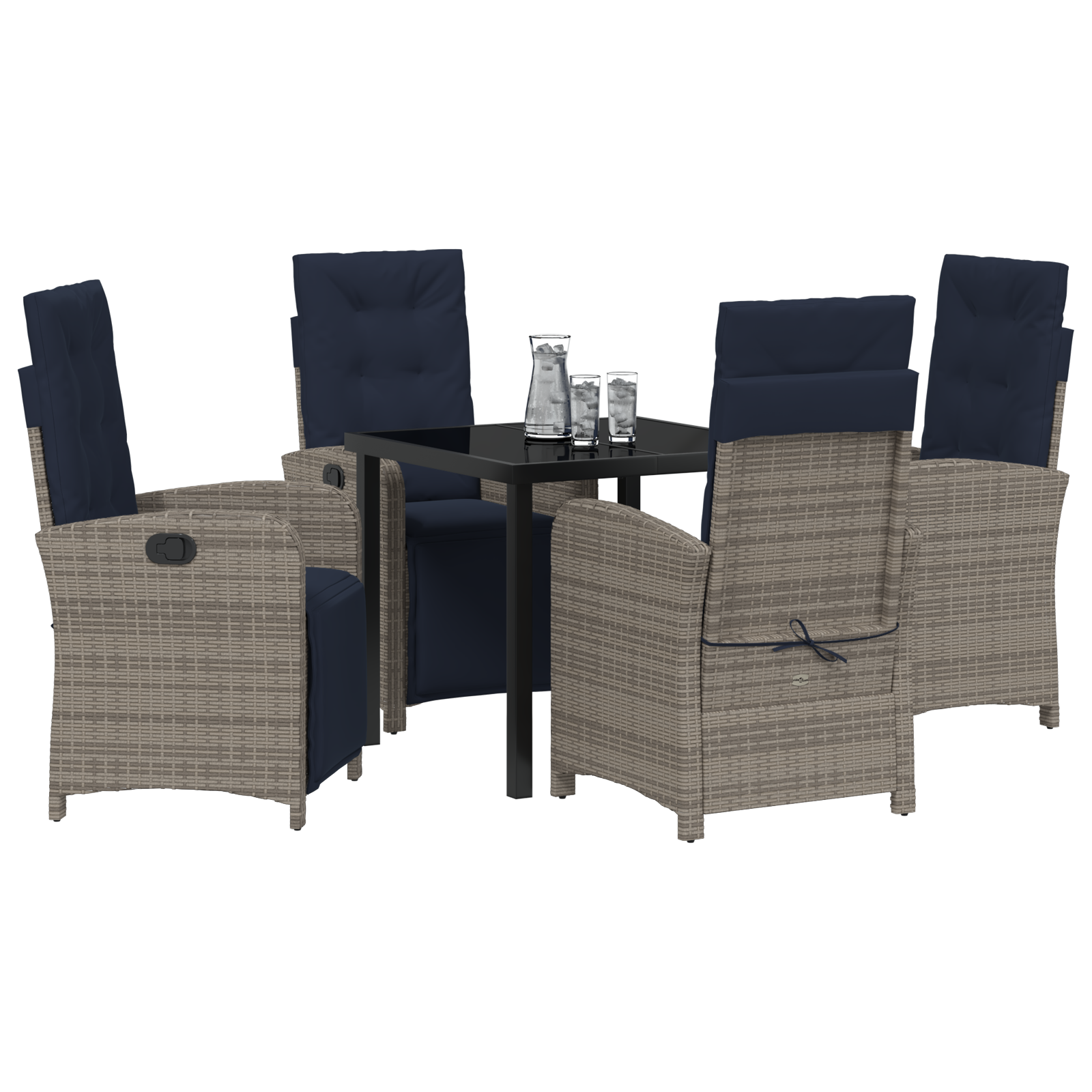 vidaXL 5-delige Tuinset Grijze Poly Rattan
