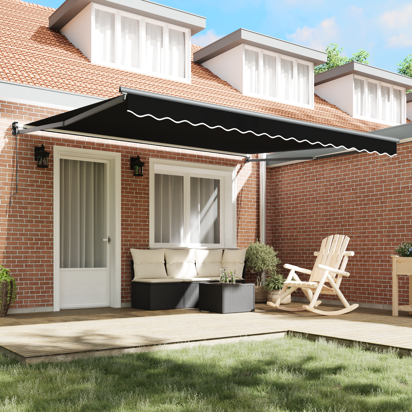 vidaXL Handmatige Uittrekbare Zonwering Zwart 400x300 cm