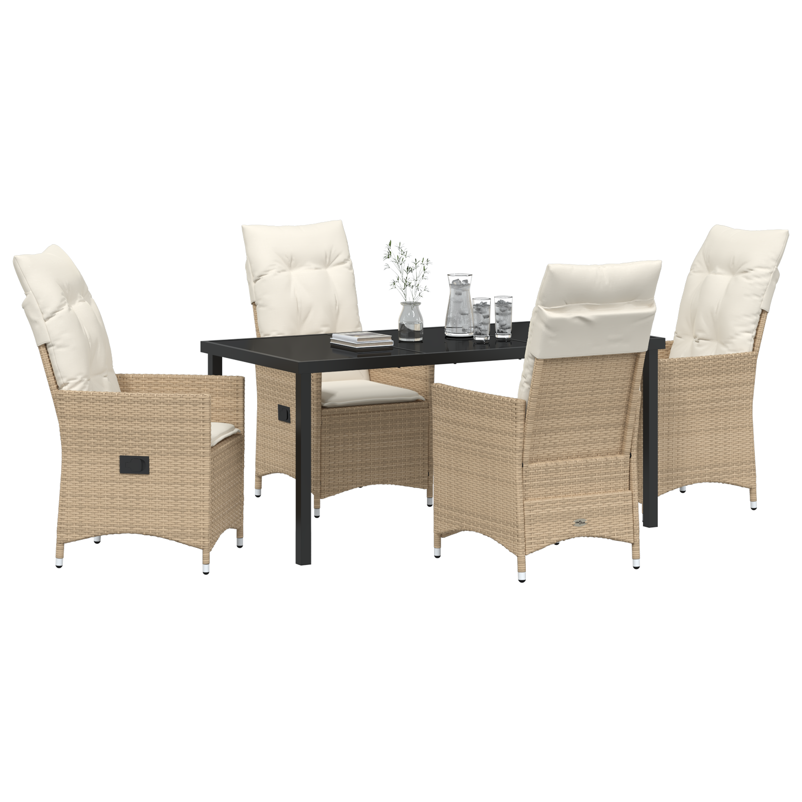 vidaXL 5-delige Tuinset met Kussens Beige Poly Rattan