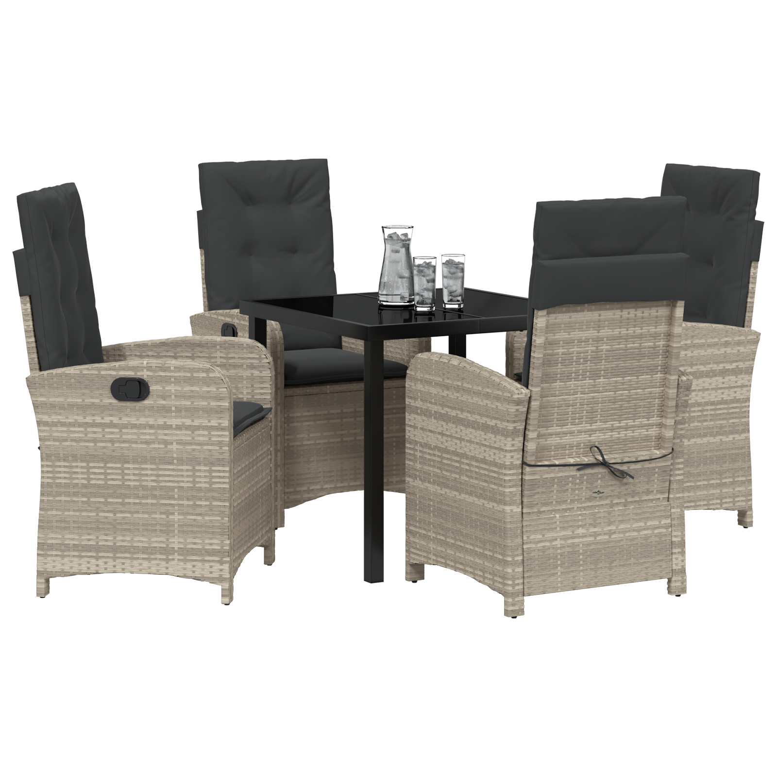 vidaXL 5-delige tuinset met kussens lichtgrijs poly rattan