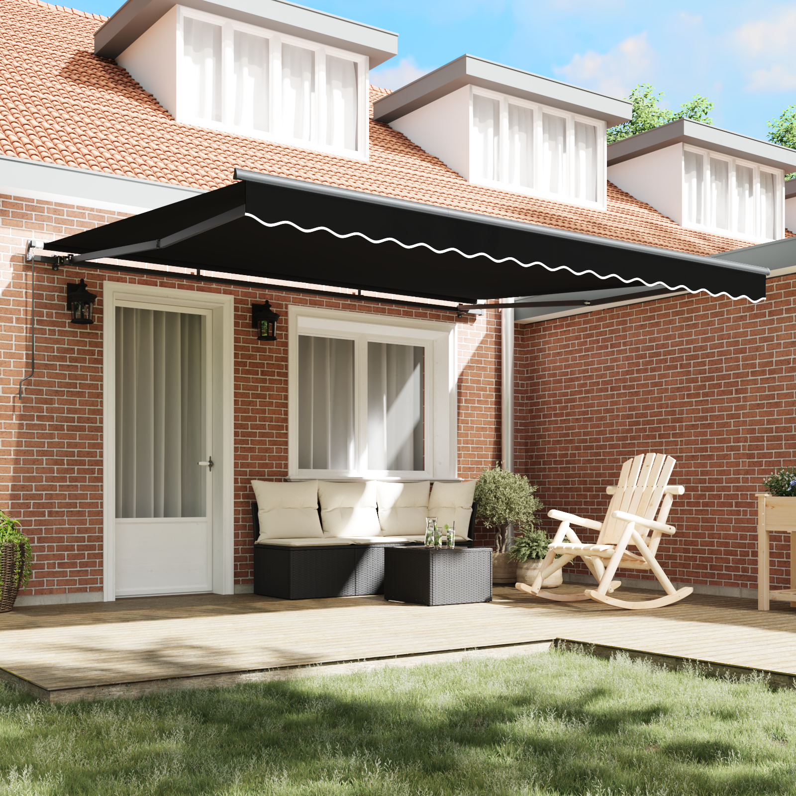 vidaXL Handmatig Uittrekbaar Ligbed Zwart 400x300 cm
