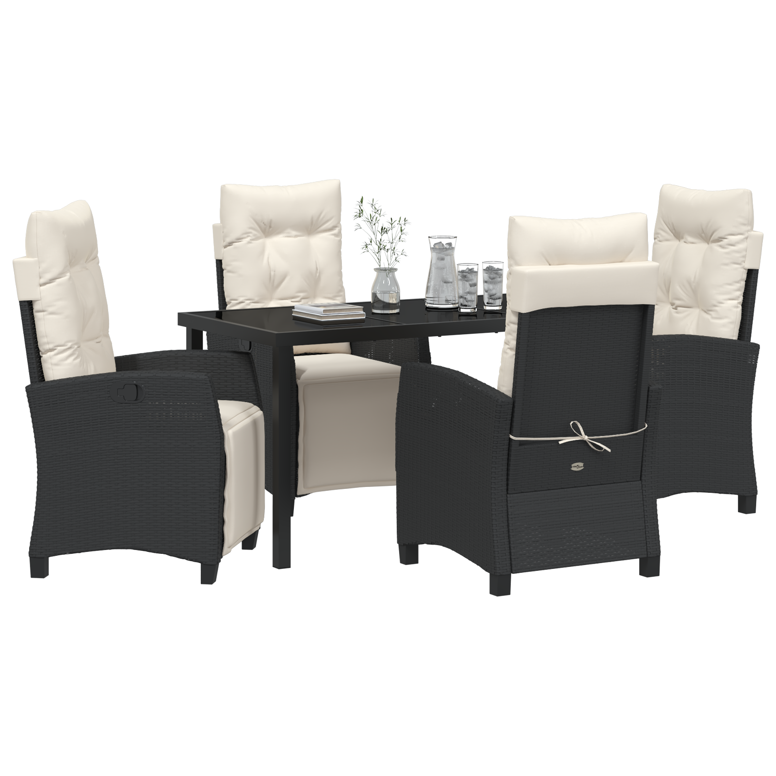vidaXL 5-delige Tuin Eetset Zwart Poly Rattan