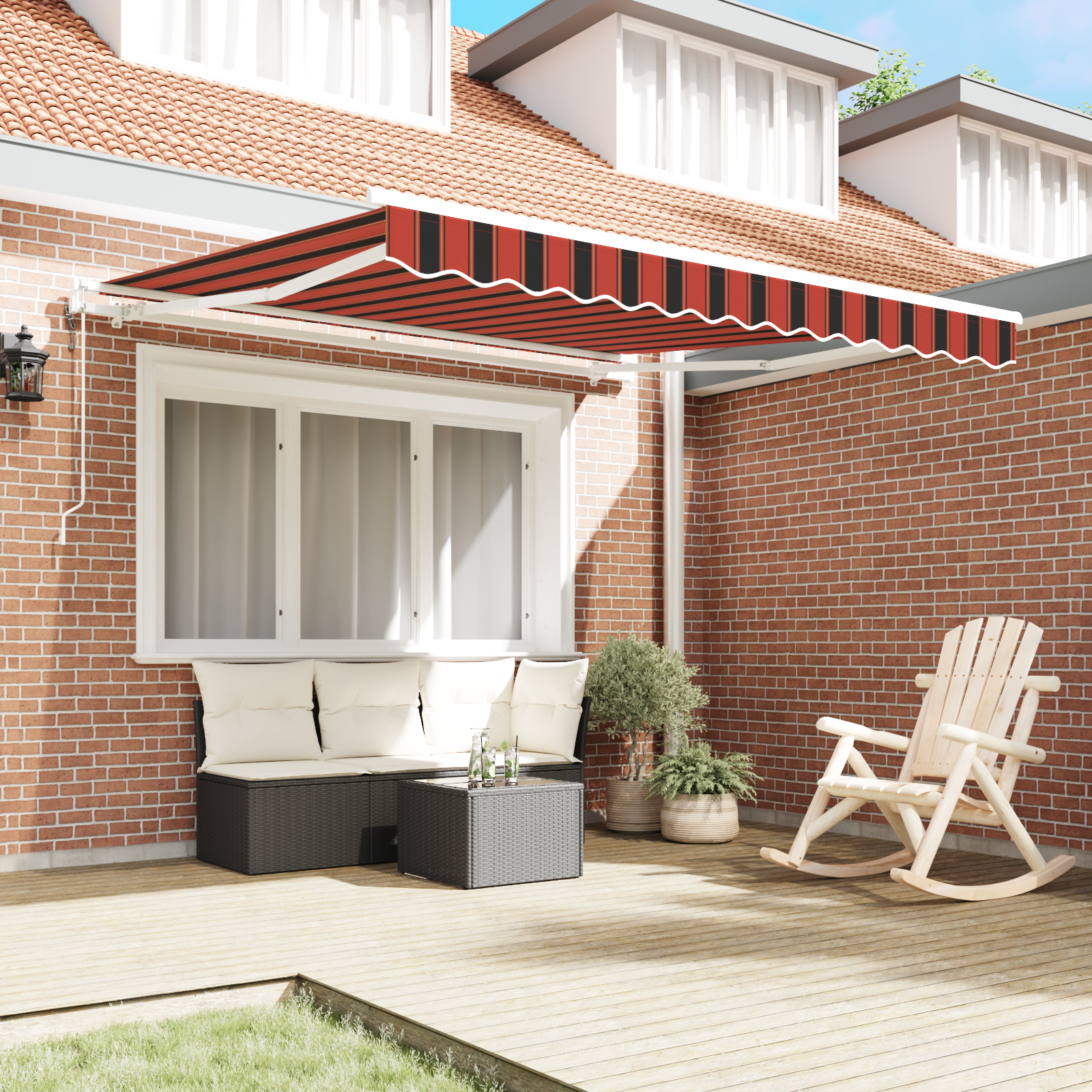 vidaXL Automatische Inklapbare Luifel Oranje en Bruin 300x250 cm