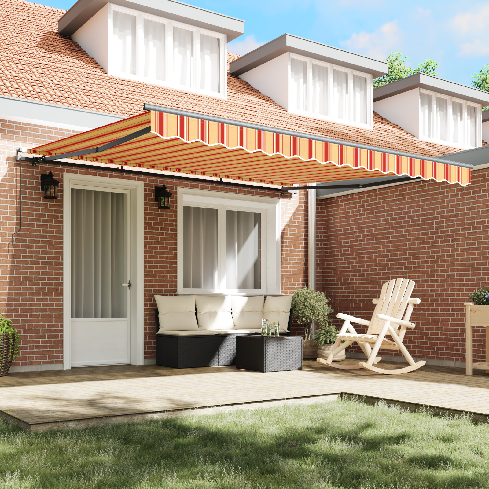 vidaXL Handmatig Uittrekbaar Ligbed Geel en Oranje 400x300 cm
