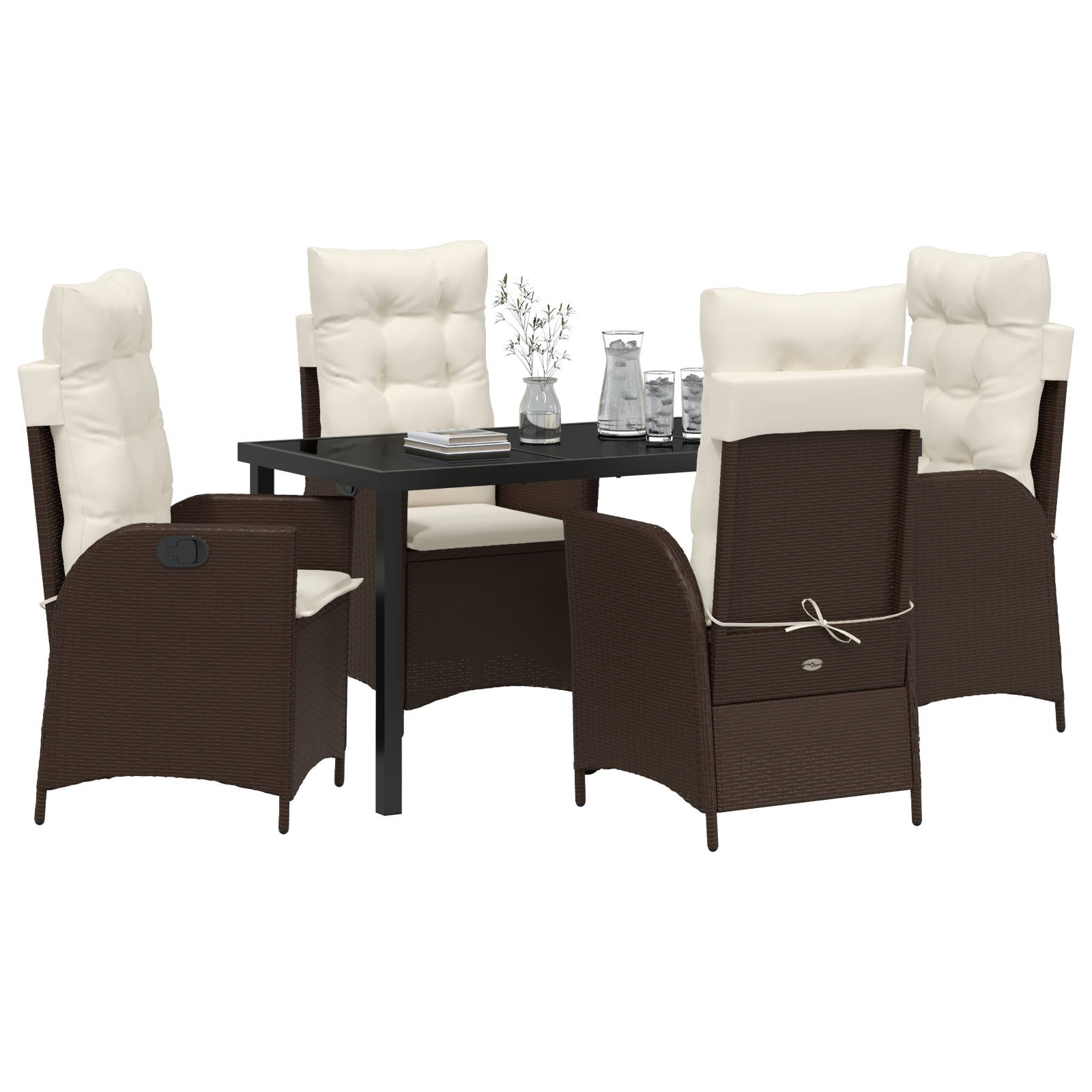 vidaXL 5-delige tuinset met kussens bruin poly rattan