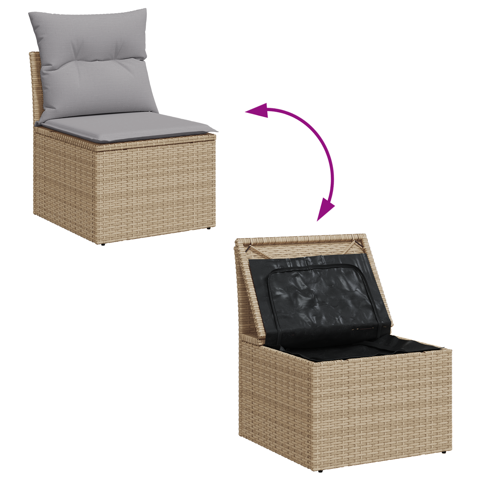 vidaXL 8-delige Tuinbankenset met kussens poly rattan beige