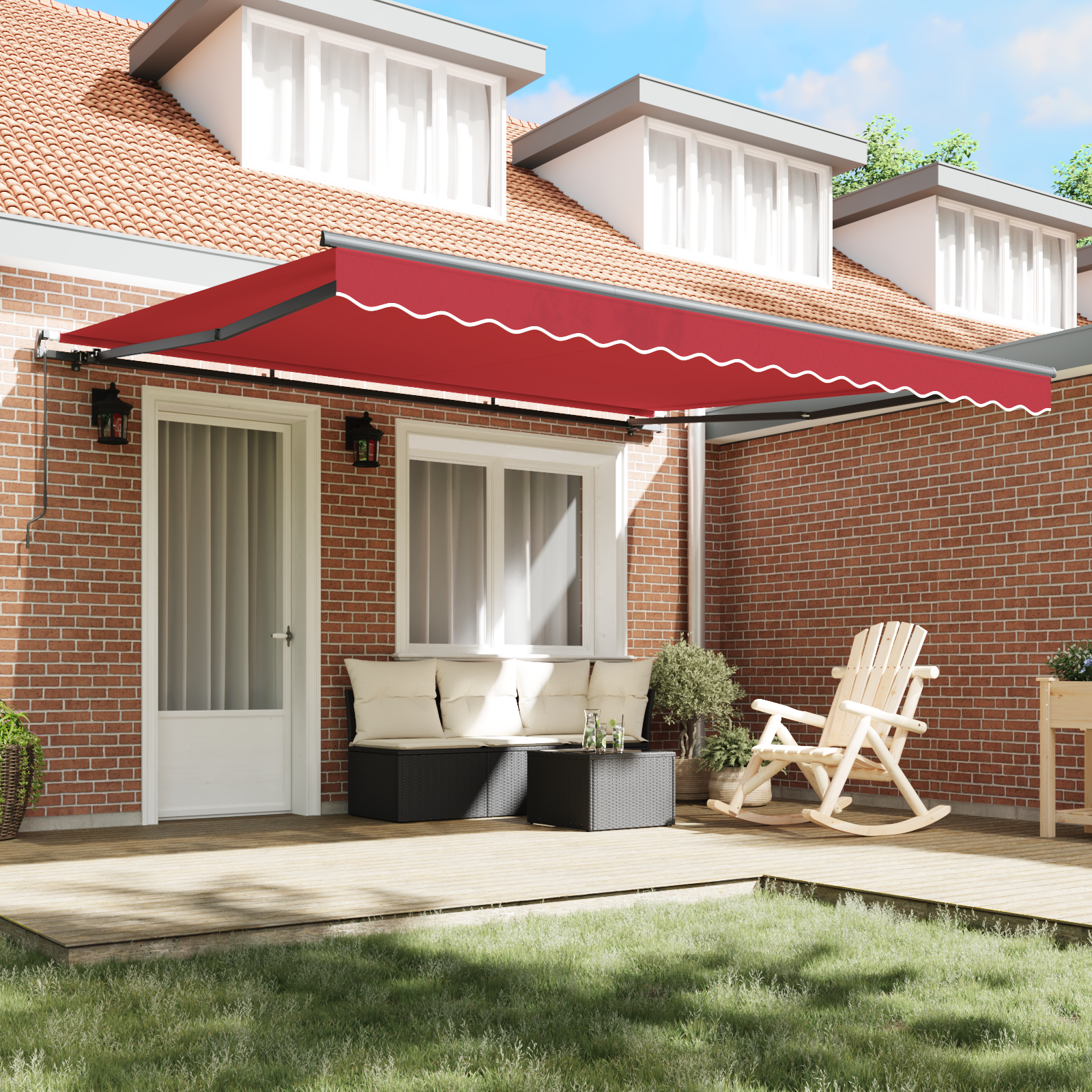 vidaXL  Handmatige Uittrekbare Ligbed Rood 400 x 300 cm