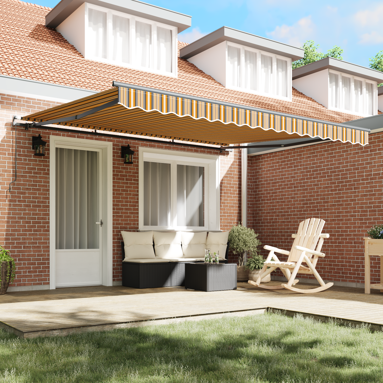vidaXL Handmatig Inklapbaar Ligbed met Multikleurige Strepen 400 x 300 cm