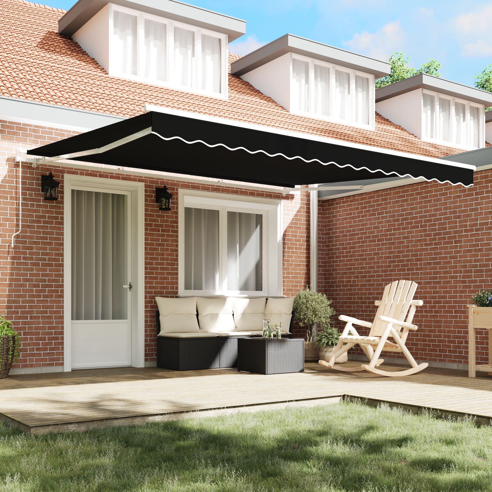 vidaXL Luifel handmatig uitschuifbaar 400x300 cm zwart
