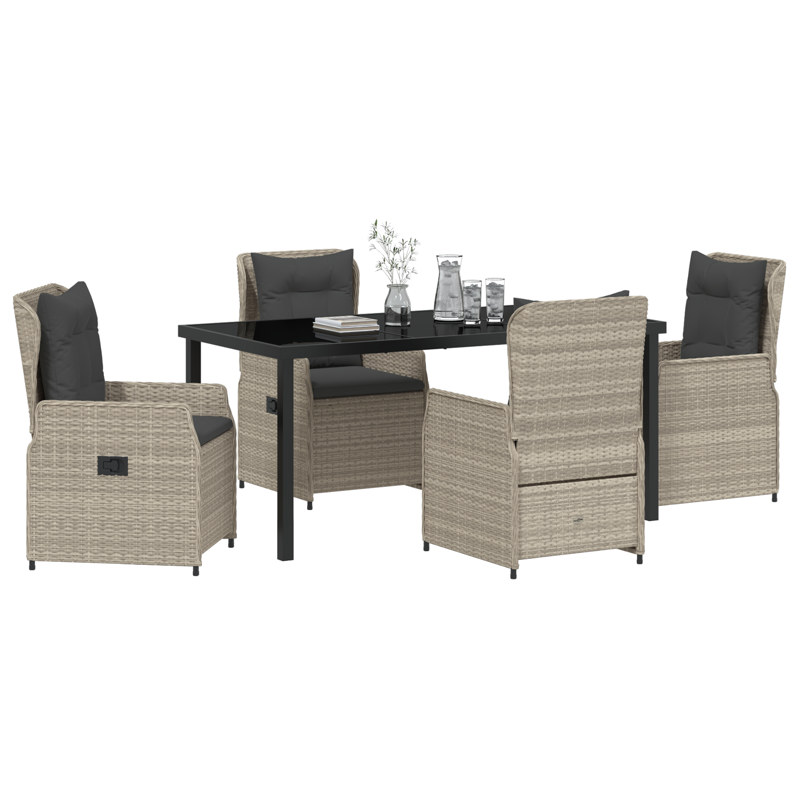 vidaXL 5-delige Tuinset Lichtgrijs Poly Rattan