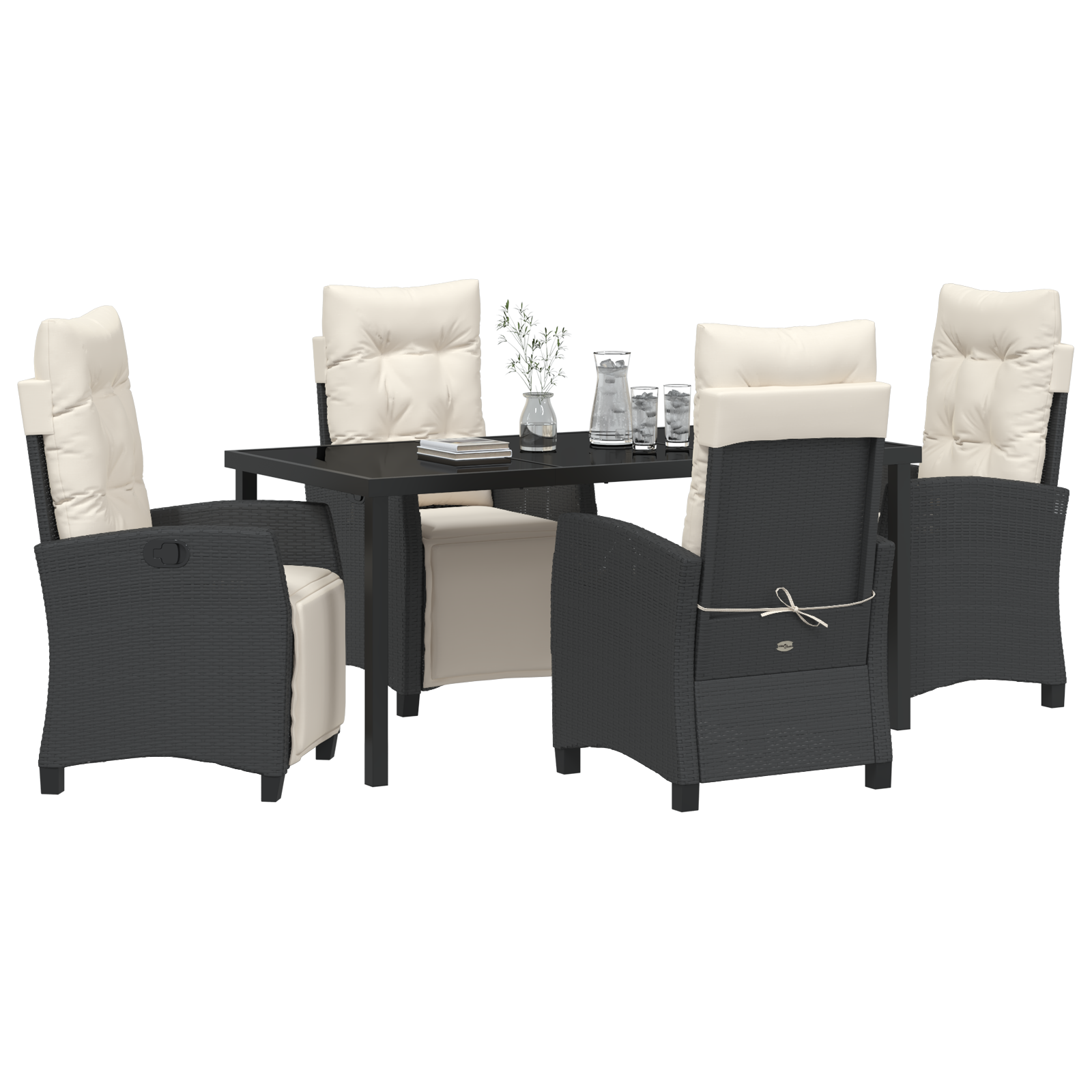 vidaXL 5-delige tuinset zwart poly rattan