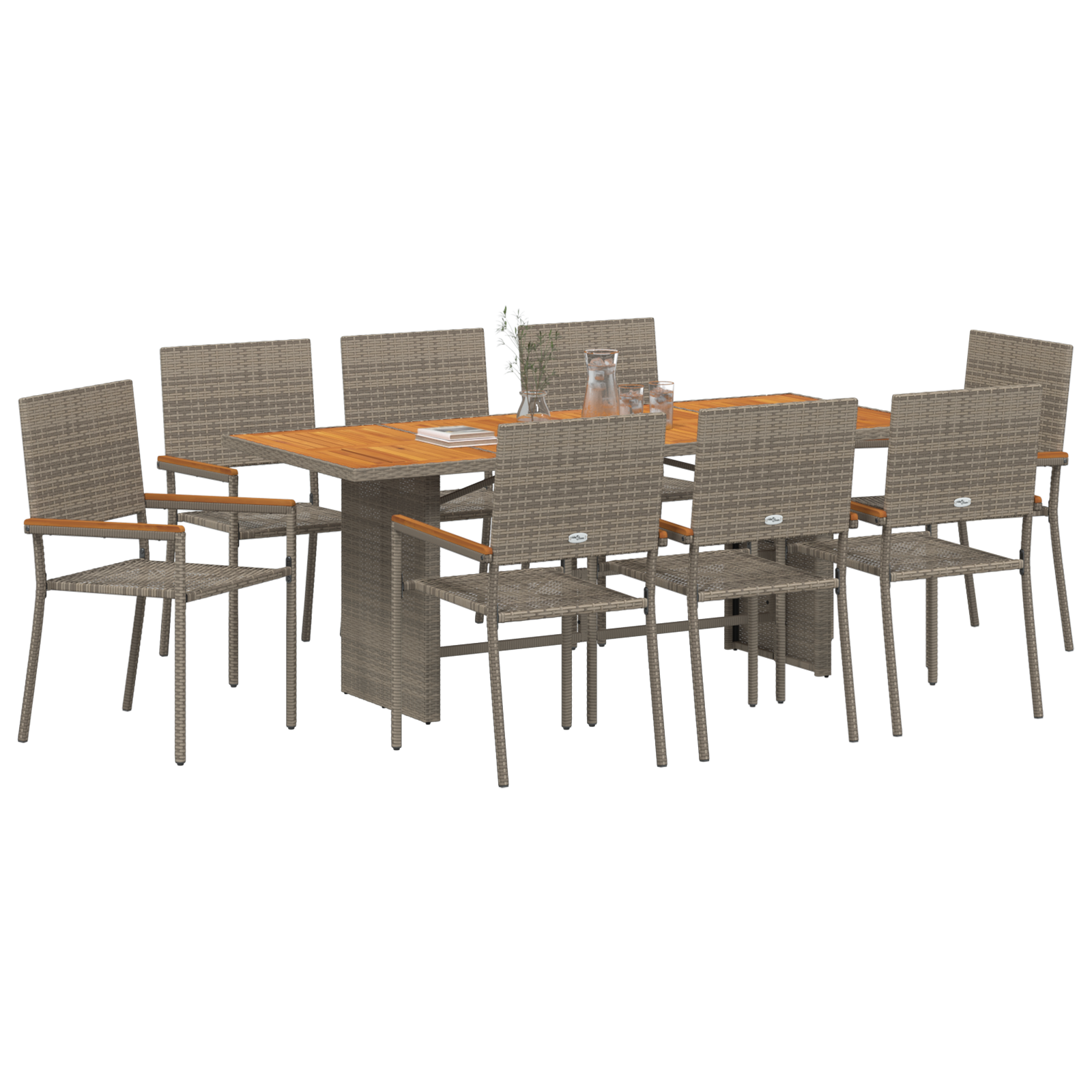 vidaXL 9-delige Tuinset poly rattan grijs