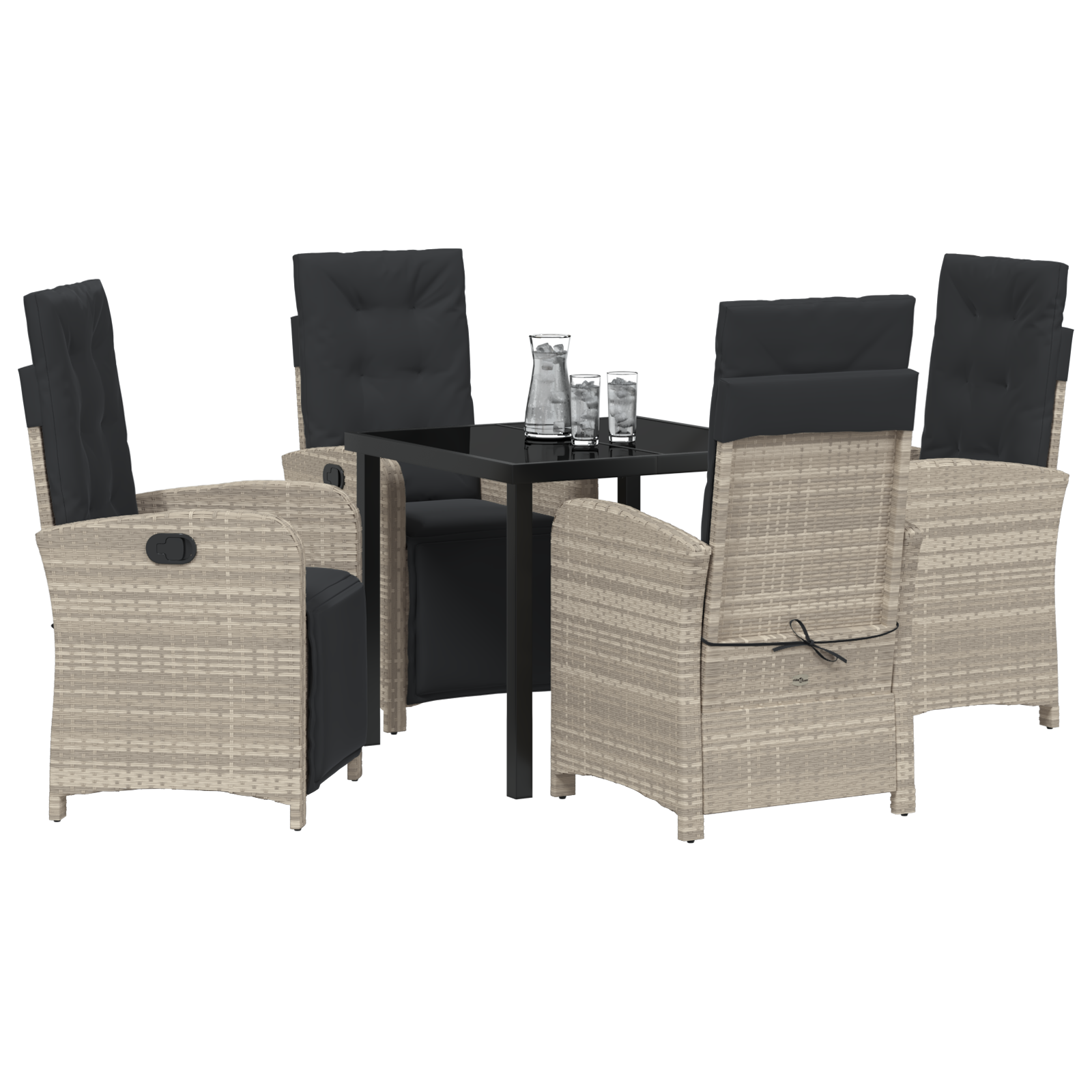 vidaXL 5-delige tuinset met kussens lichtgrijs poly rattan