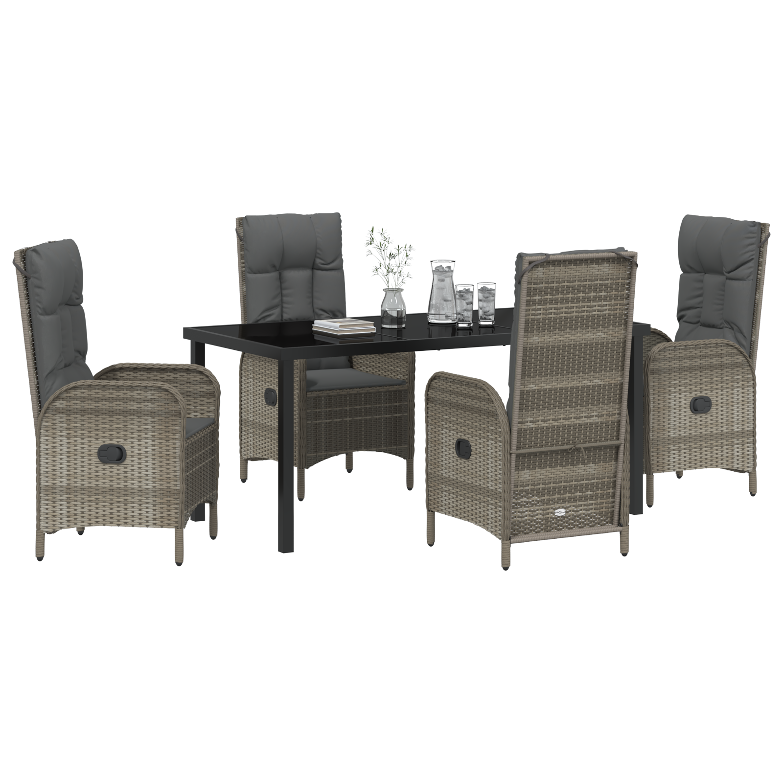 vidaXL 5-delige tuinset Grijs Poly Rattan
