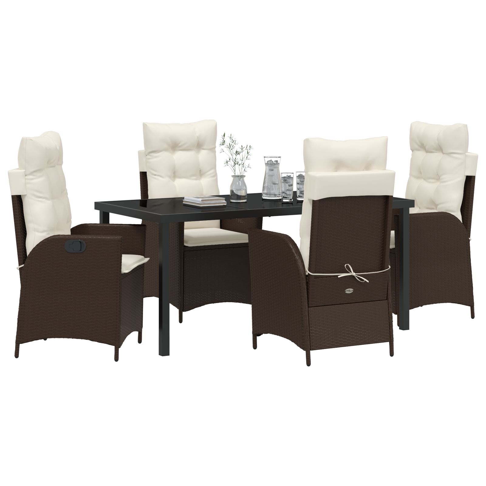 vidaXL 5-delige tuinset met kussens bruin poly rattan