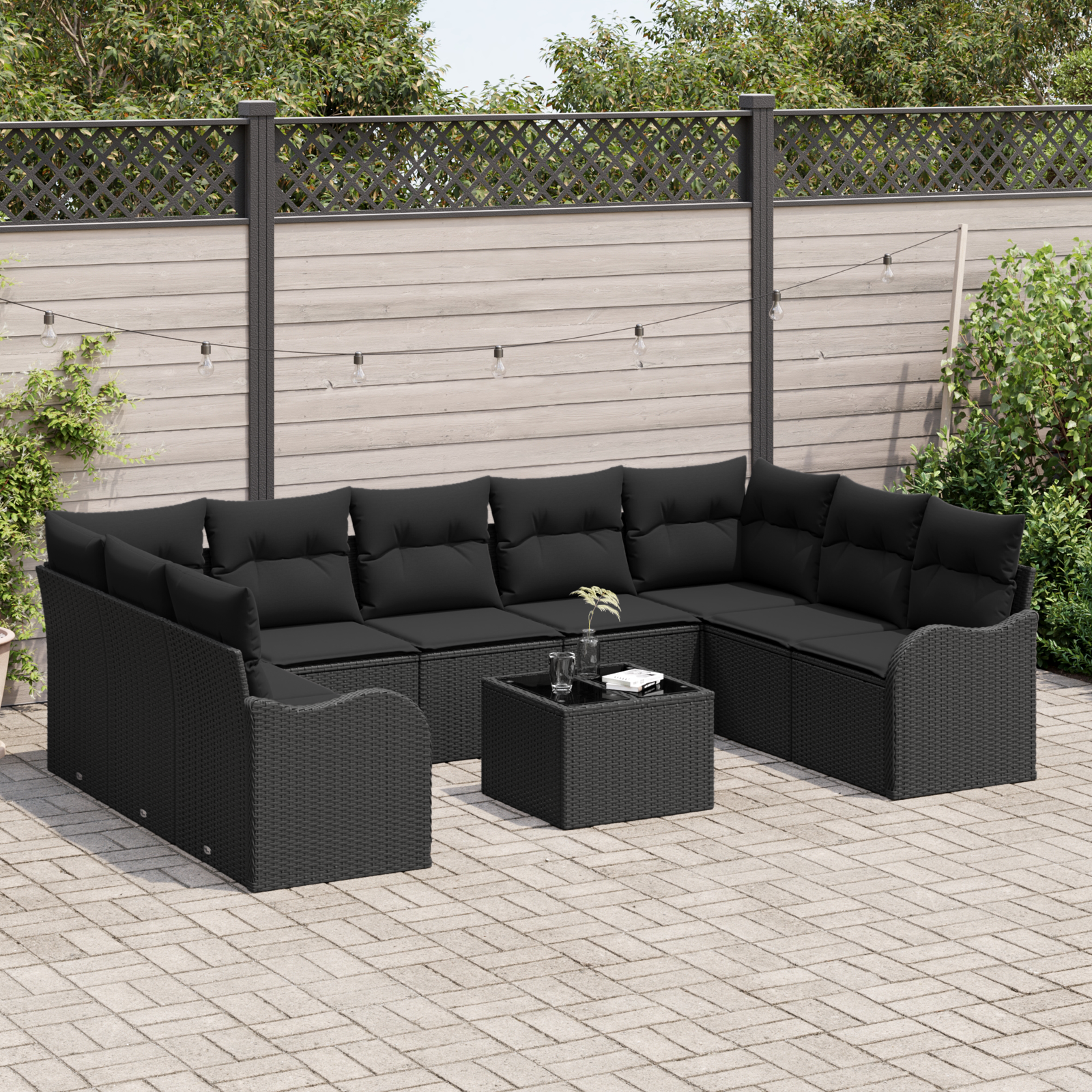 vidaXL 10-delige Tuinset met Kussens Beige Poly Rattan
