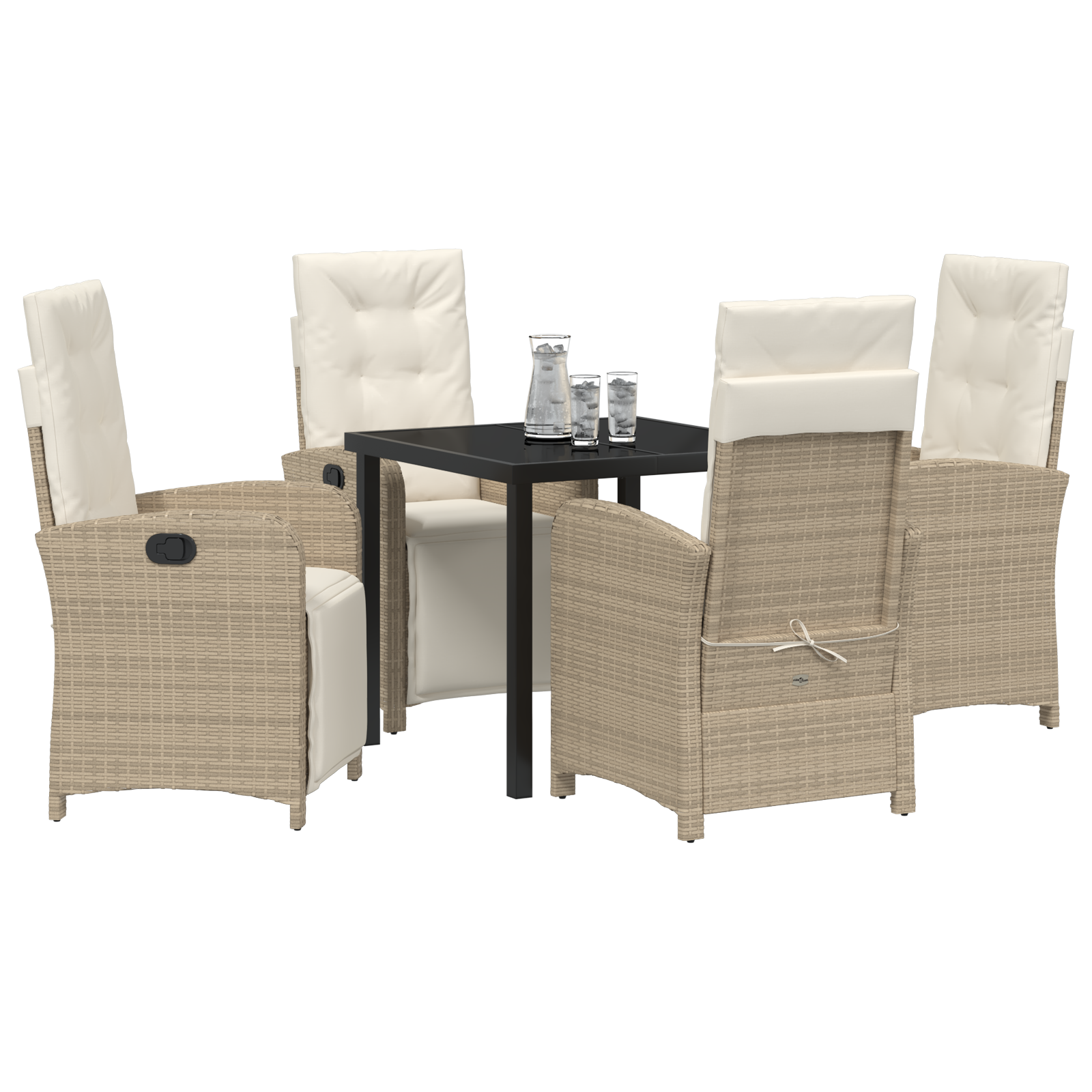vidaXL 5-delige tuinset met kussens in beige poly rattan