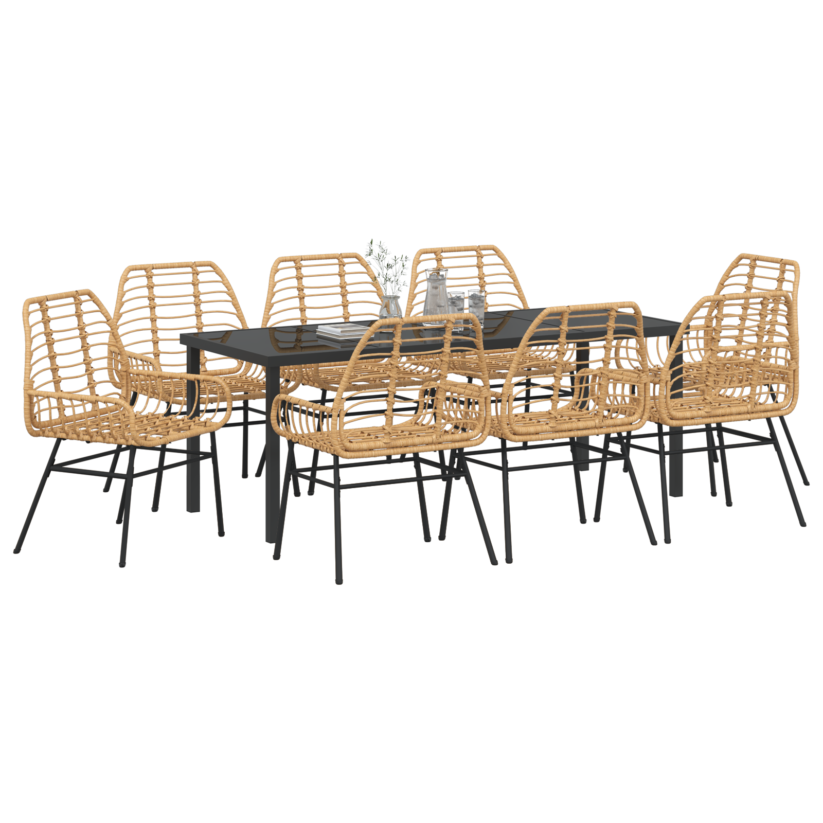 vidaXL 9-delige tuin eetset Bruin Poly Rattan