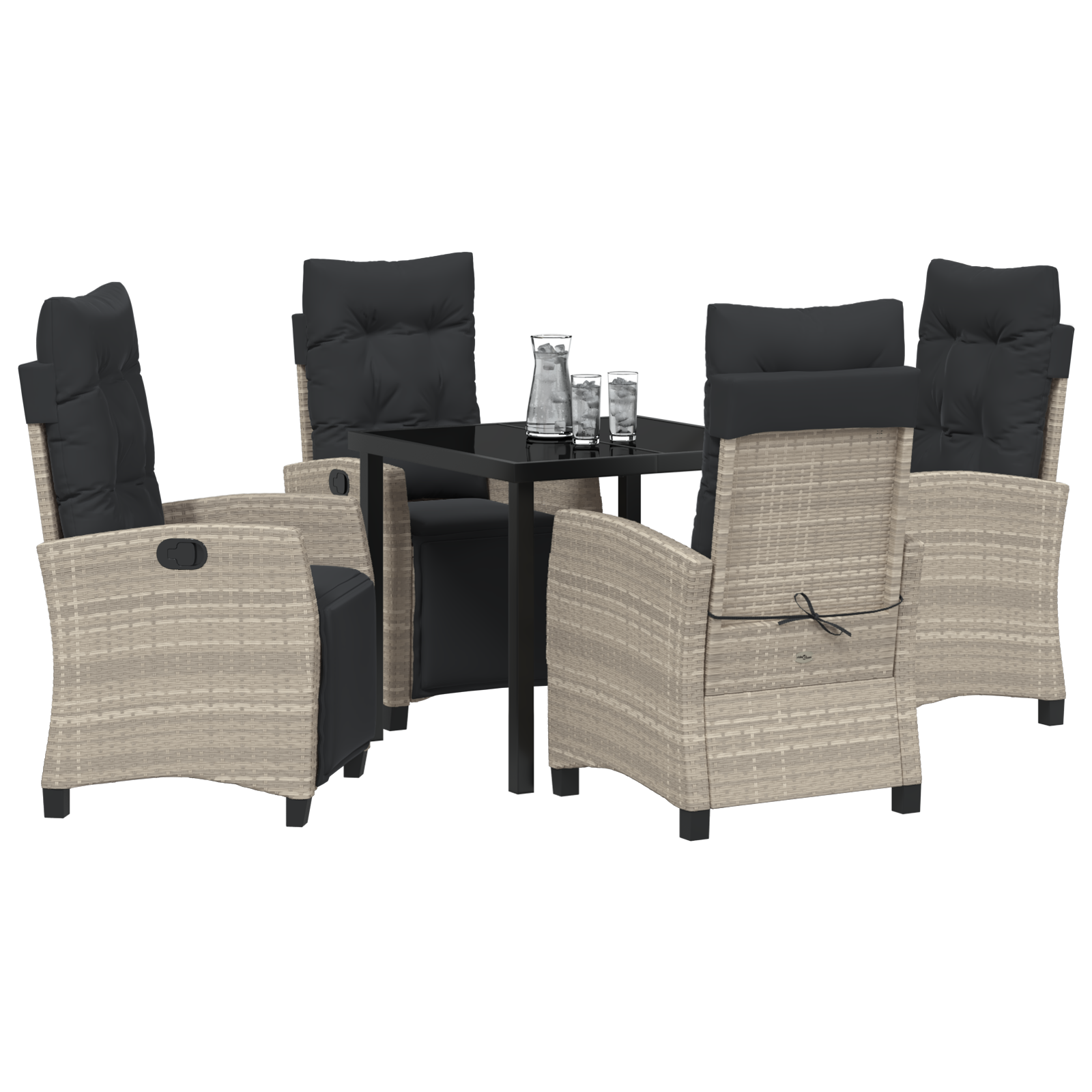 vidaXL 5-delige tuinset Lichtgrijs Poly Rattan
