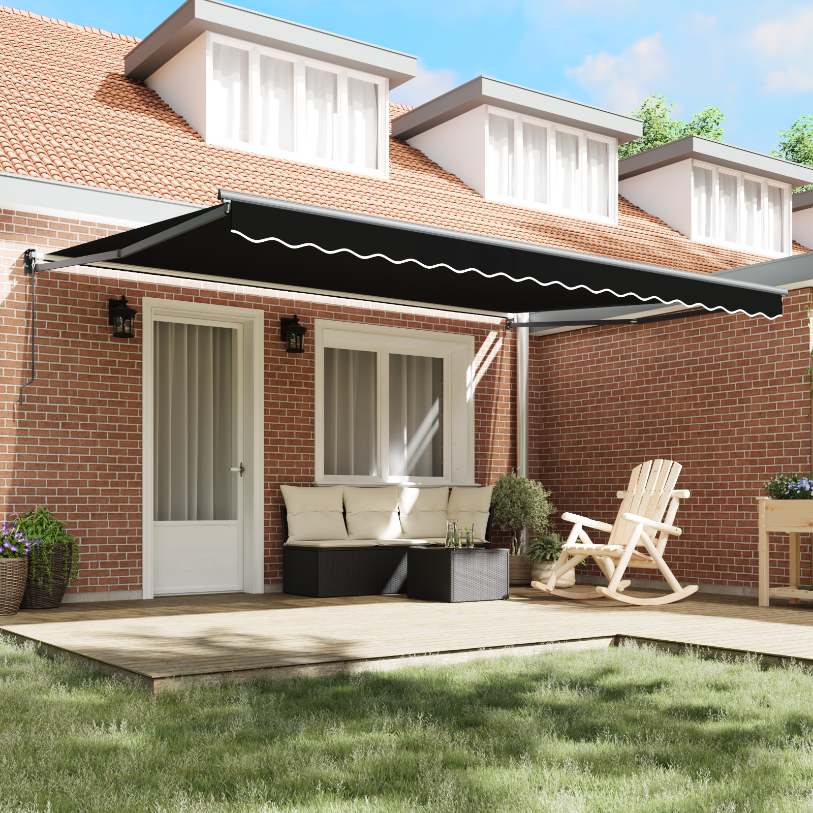 vidaXL Luifel handmatig uitschuifbaar 450x300 cm zwart
