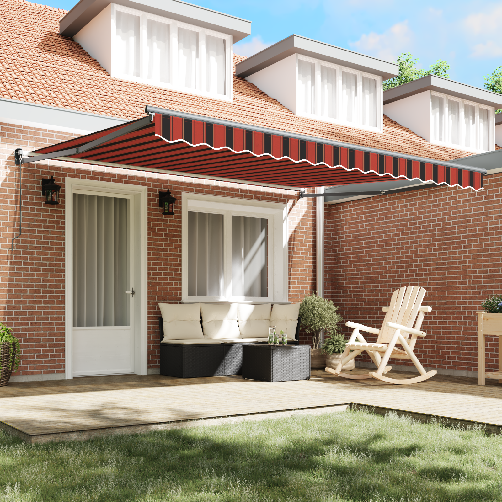 vidaXL Automatische Inklapbare Luifel Oranje en Bruin 350x250 cm