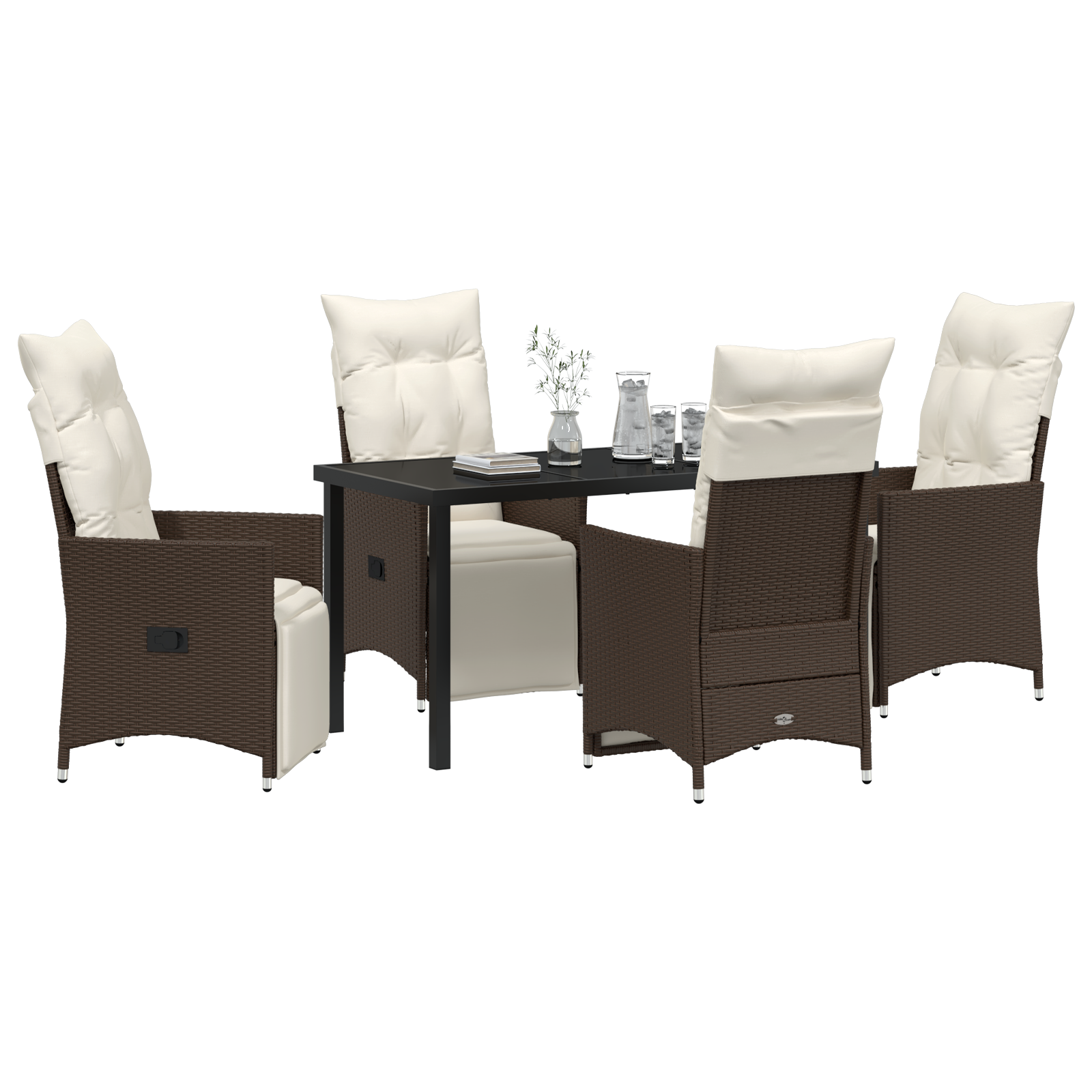 vidaXL 5-delige Tuinset met Kussens Bruin Poly Rattan