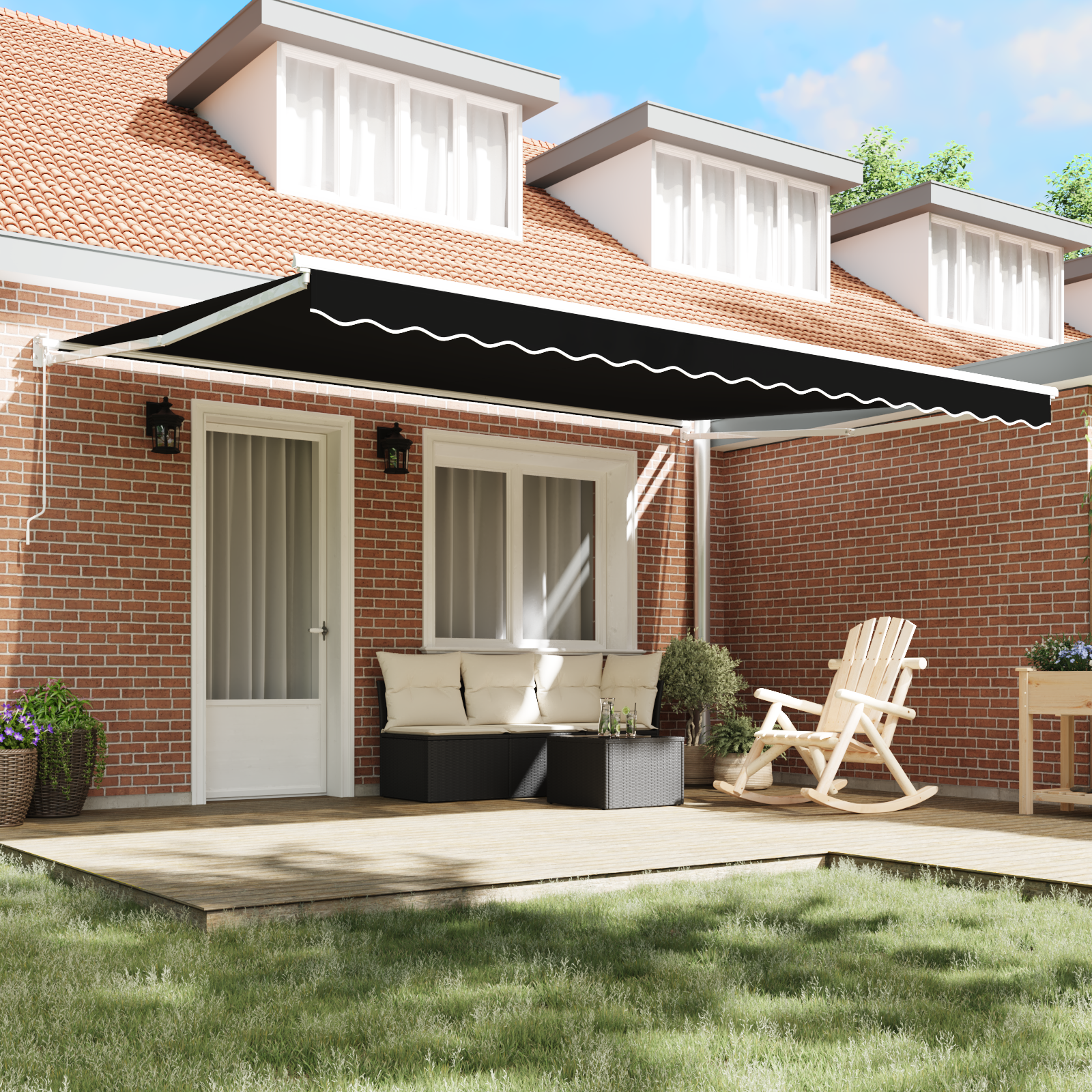 vidaXL Luifel handmatig uitschuifbaar 450x300 cm zwart