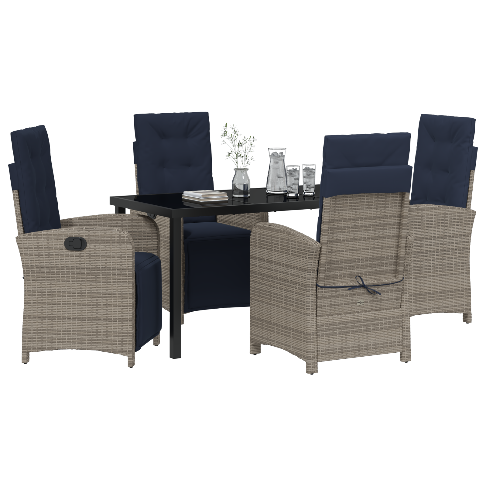 vidaXL 5-delige Tuinset Grijs Poly Rattan